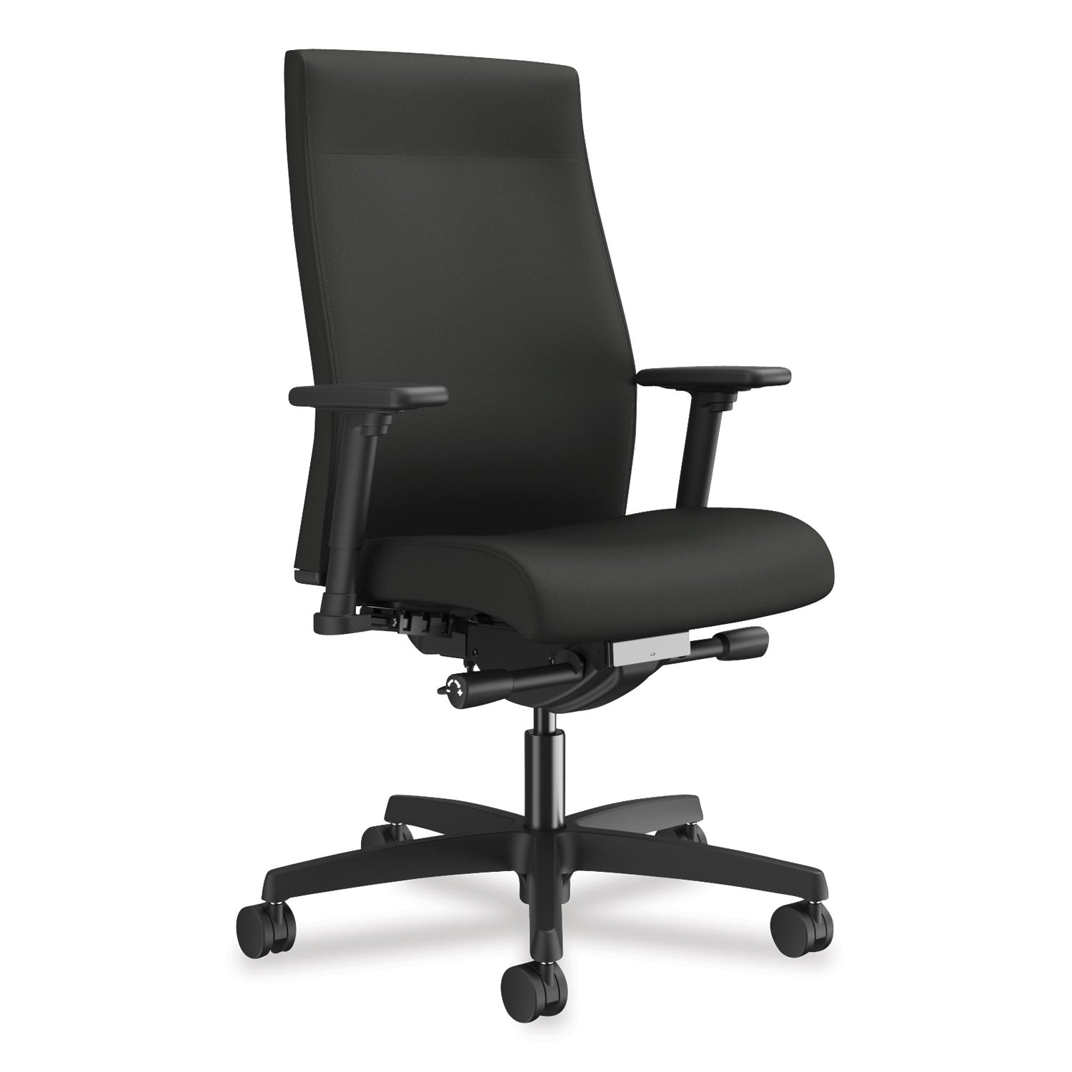 HON Ignition 2.0 Mid Back Chair, Iron Ore Fabric Seat and Back, Black Frame, Adjustable Arms, 1 Each