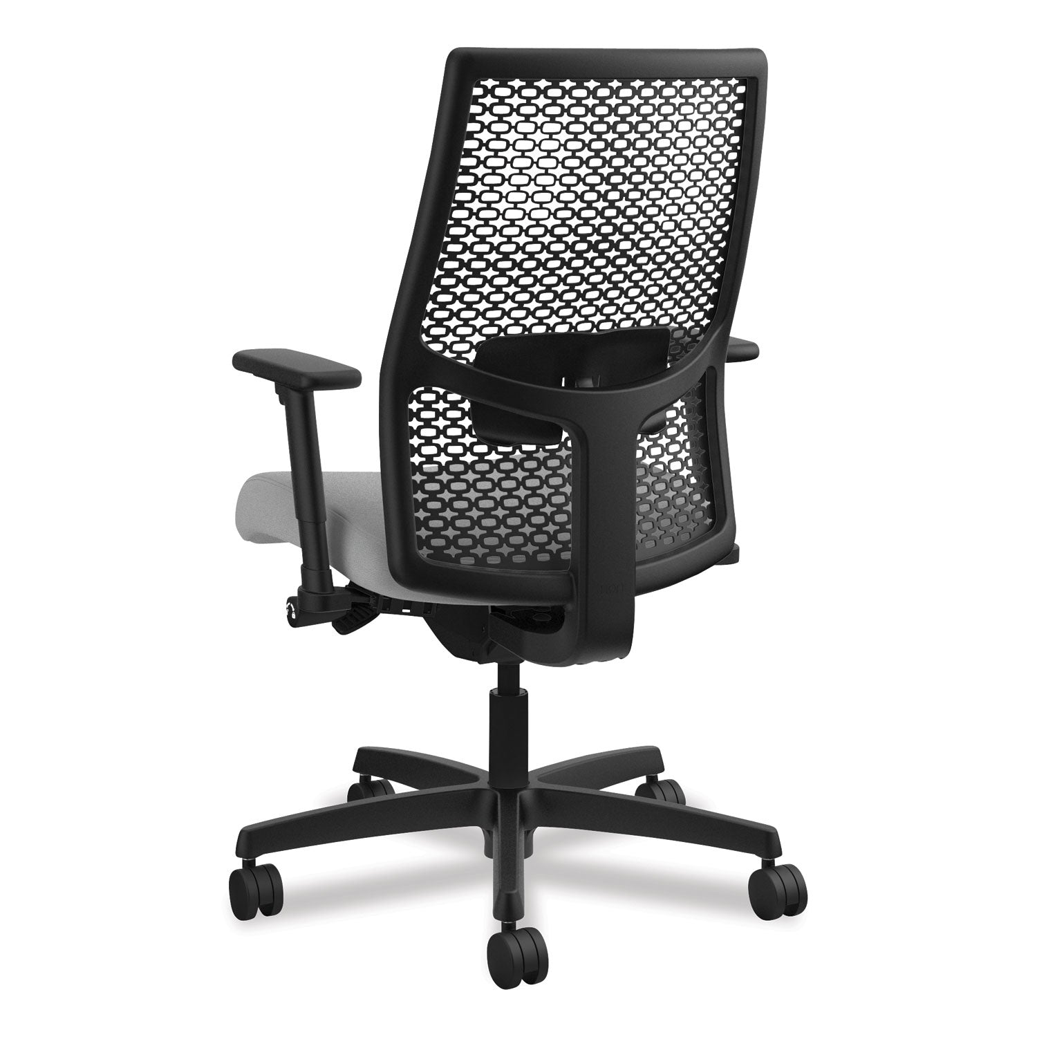 HON Ignition ReActiv Chair, Frost Fabric Seat, Black Mesh Mid Back, Adjustable Arms, Black Frame, 1 Each