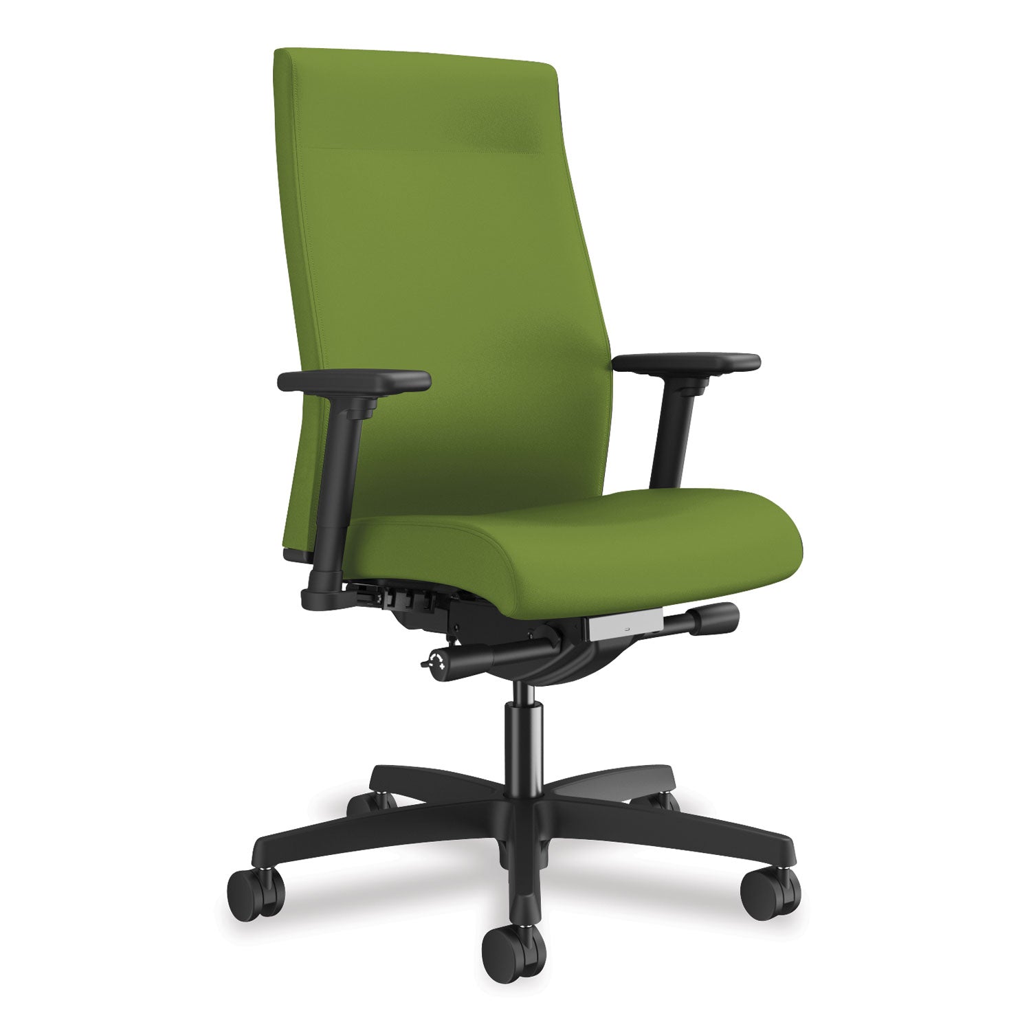 HON Ignition 2.0 Mid Back Task Chair, Pear Seat and Back, Fabric Upholstery, Black Frame, Adjustable Arms, 1 Each