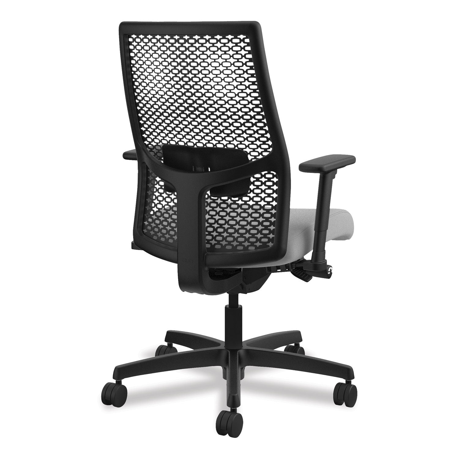 HON Ignition ReActiv Chair, Frost Fabric Seat, Black Mesh Mid Back, Adjustable Arms, Black Frame, 1 Each
