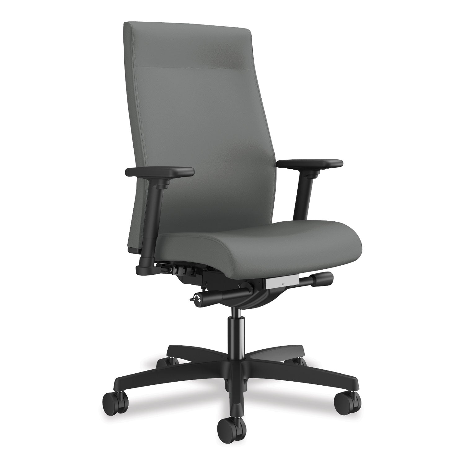 HON Ignition 2.0 Mid Back Task Chair, Frost Fabric Seat and Back, Black Frame, Adjustable Arms, 1 Each
