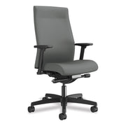 HON Ignition 2.0 Mid Back Task Chair, Frost Fabric Seat and Back, Black Frame, Adjustable Arms, 1 Each
