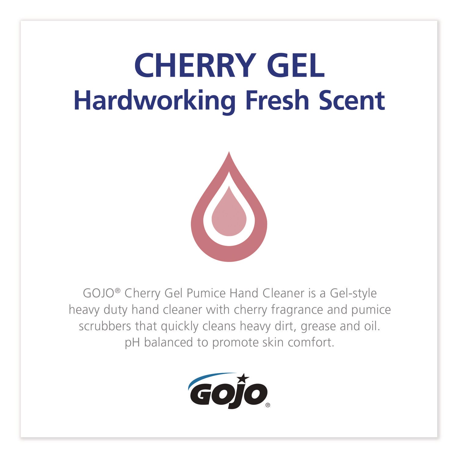 Gojo&reg; Cherry Gel Pumice Hand Cleaner - Cherry Scent - 1 gal - Pump Bottle Dispenser - Dirt Remover, Grease Remover, Oil Remover, Paint Remover, Tar Remover - Red - Heavy Duty, pH Balanced, Pleasant Scent - 1 Each