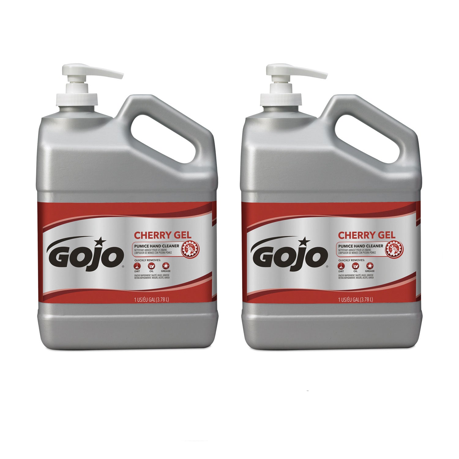 Gojo&reg; Cherry Gel Pumice Hand Cleaner - Cherry Scent - 1 gal - Pump Bottle Dispenser - Dirt Remover, Grease Remover, Oil Remover, Paint Remover, Tar Remover - Red - Heavy Duty, pH Balanced, Pleasant Scent - 1 Each