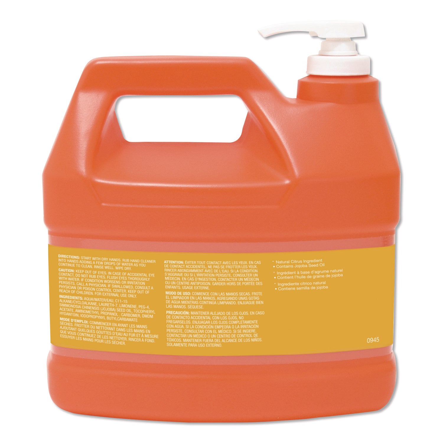 Gojo&reg; Natural Orange Smooth Hand Cleaner - Citrus Scent - 1 gal - Pump Bottle Dispenser - Soil Remover, Dirt Remover, Grease Remover - Hand - Orange - 1 Each