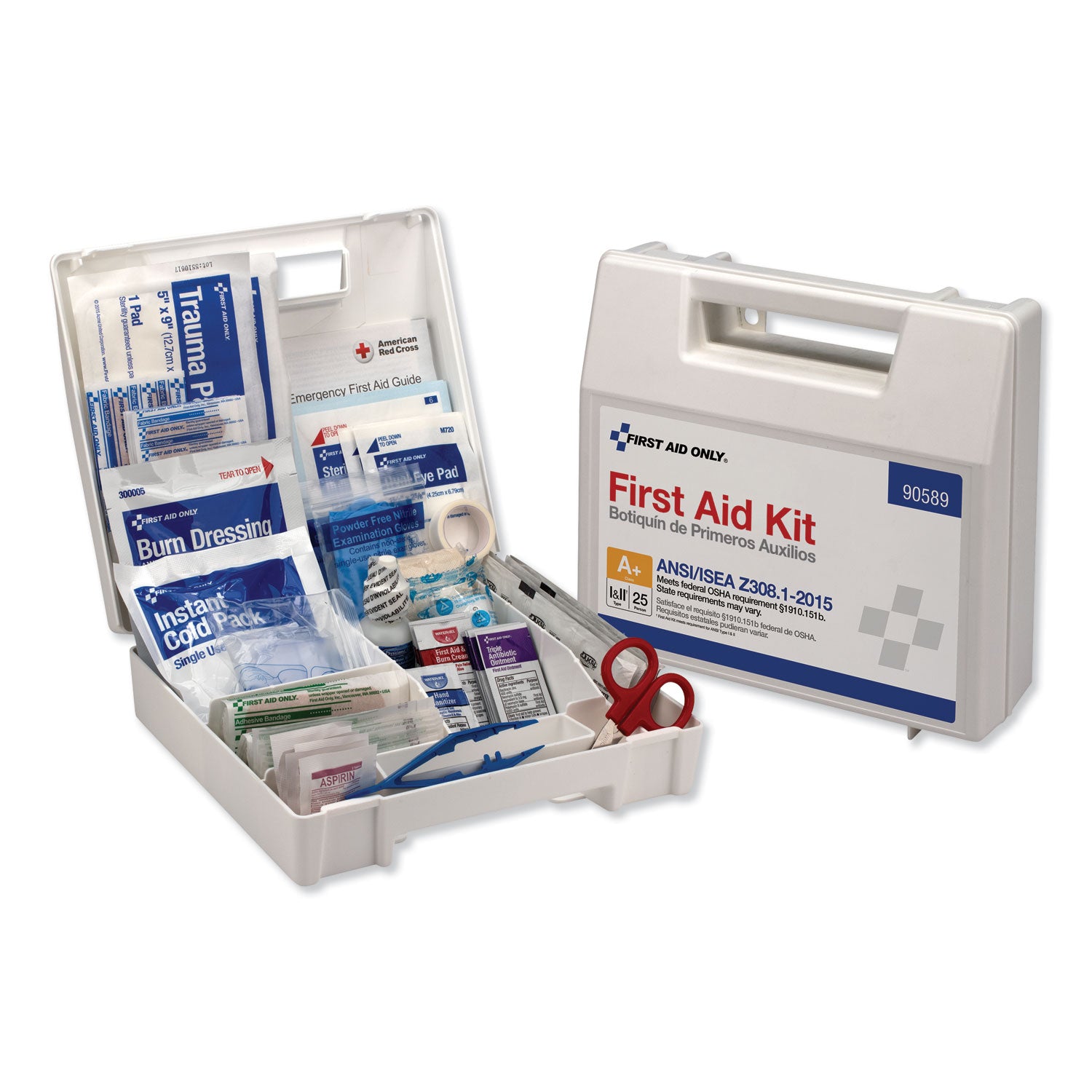 First Aid Only 25-Person Bulk Plastic First Aid Kit - ANSI Compliant - 141 x Piece(s) For 25 x Individual(s) - 1 Each