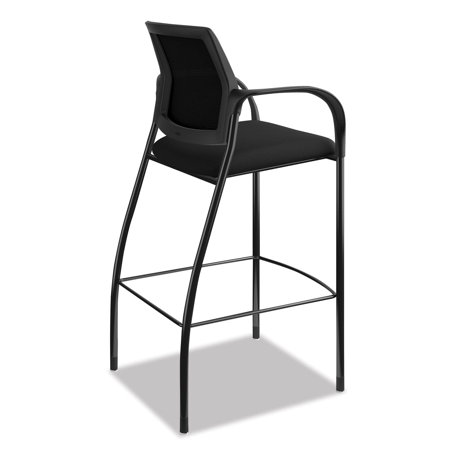HON Ignition Sitting Stool, Black Fabric Seat, Mesh Back, Steel Frame, Armrests, 1 Each