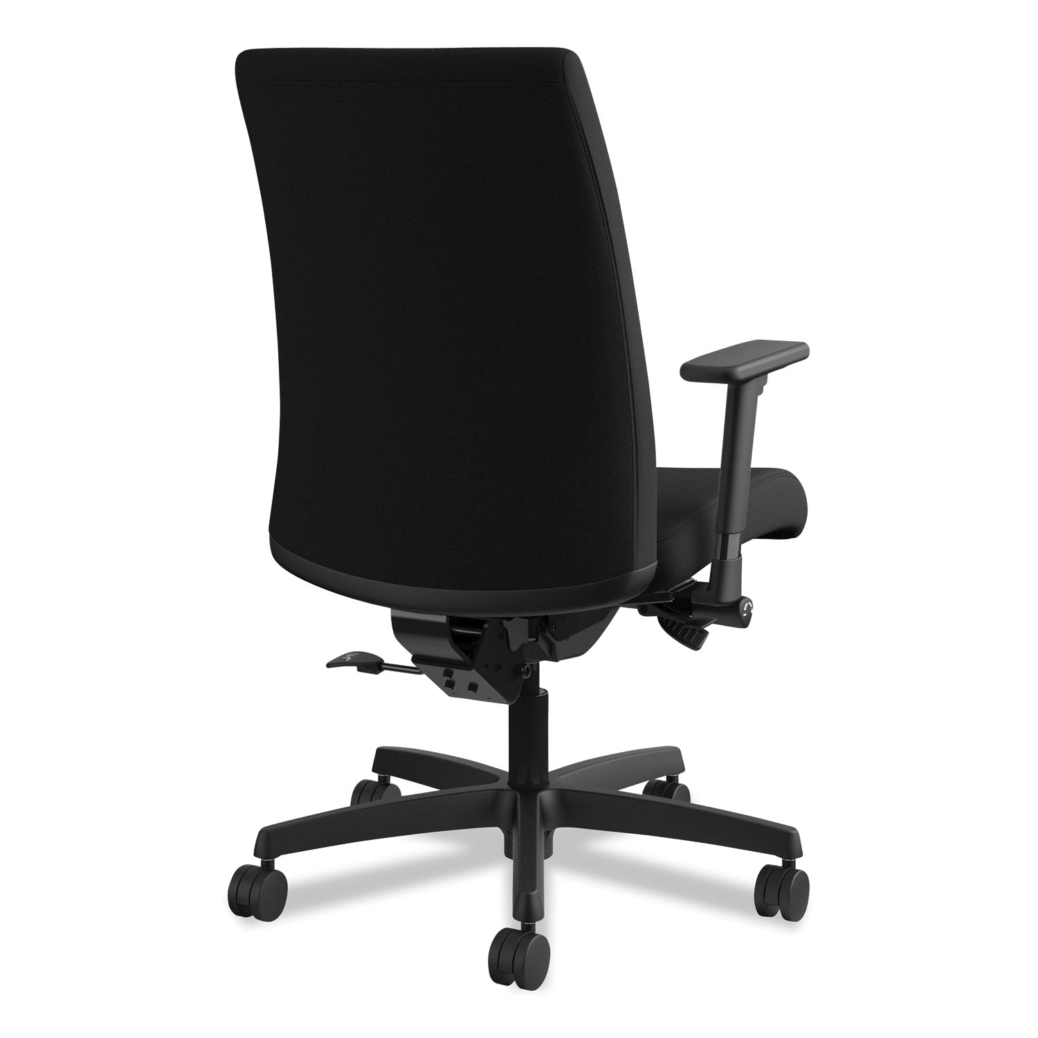HON Ignition Mid-Back Task Chair, Black Fabric Seat, Adjustable Arms, 5-Star Base, 1 Each