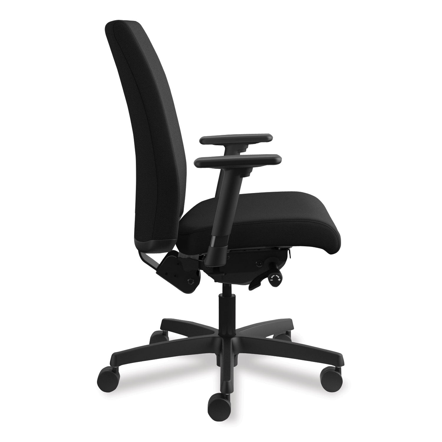 HON Ignition Mid-Back Task Chair, Black Fabric Seat, Adjustable Arms, 5-Star Base, 1 Each