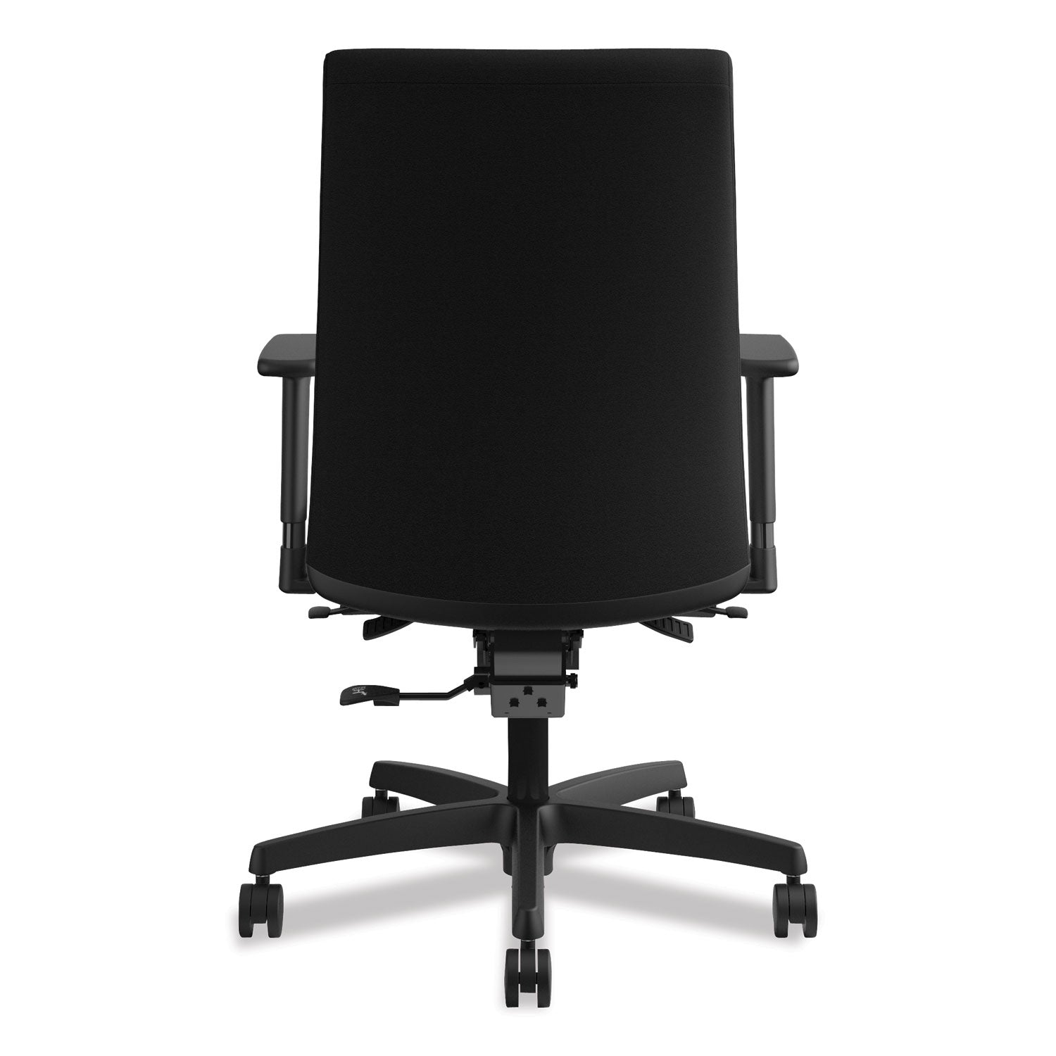 HON Ignition Mid-Back Task Chair, Black Fabric Seat, Adjustable Arms, 5-Star Base, 1 Each