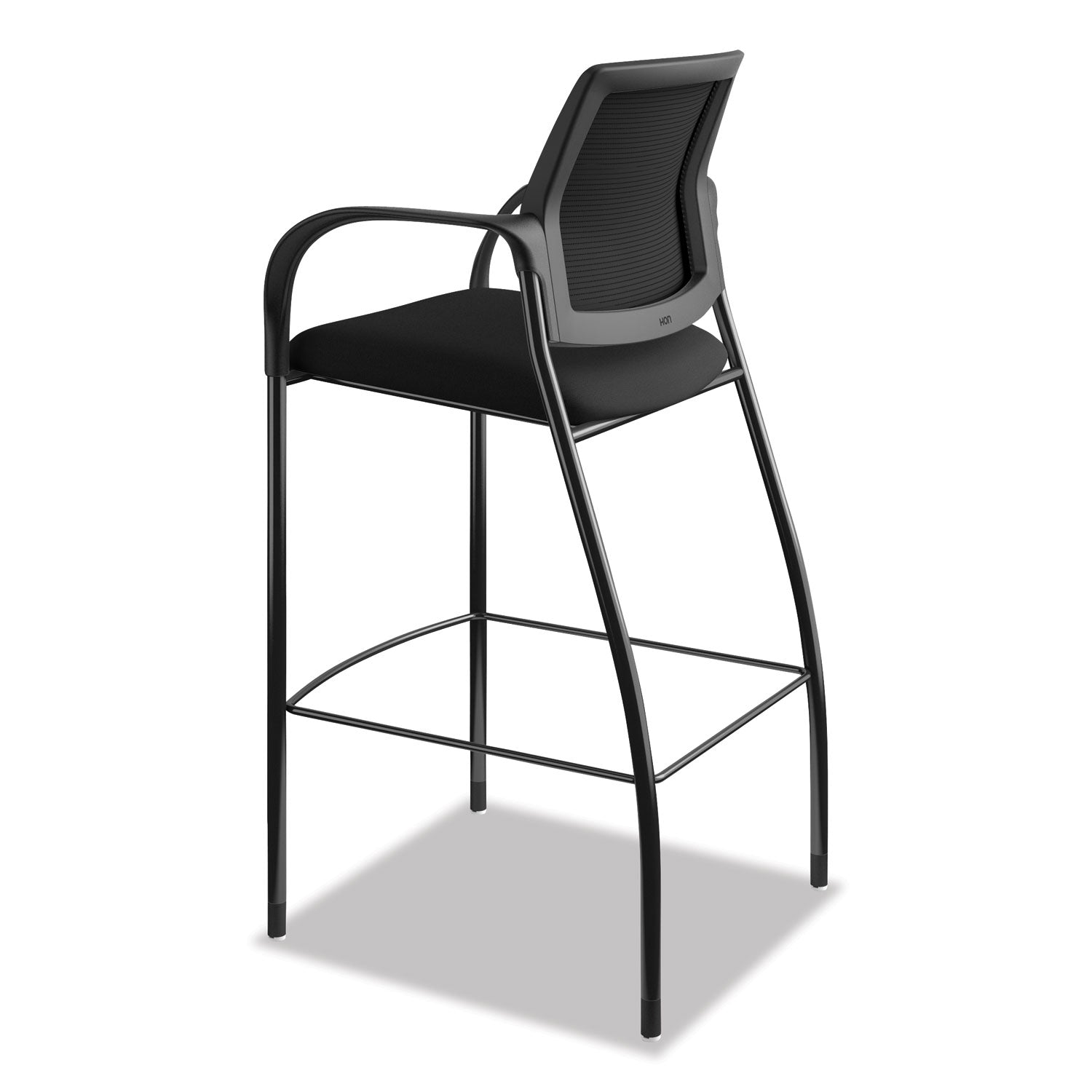 HON Ignition Sitting Stool, Black Fabric Seat, Mesh Back, Steel Frame, Armrests, 1 Each