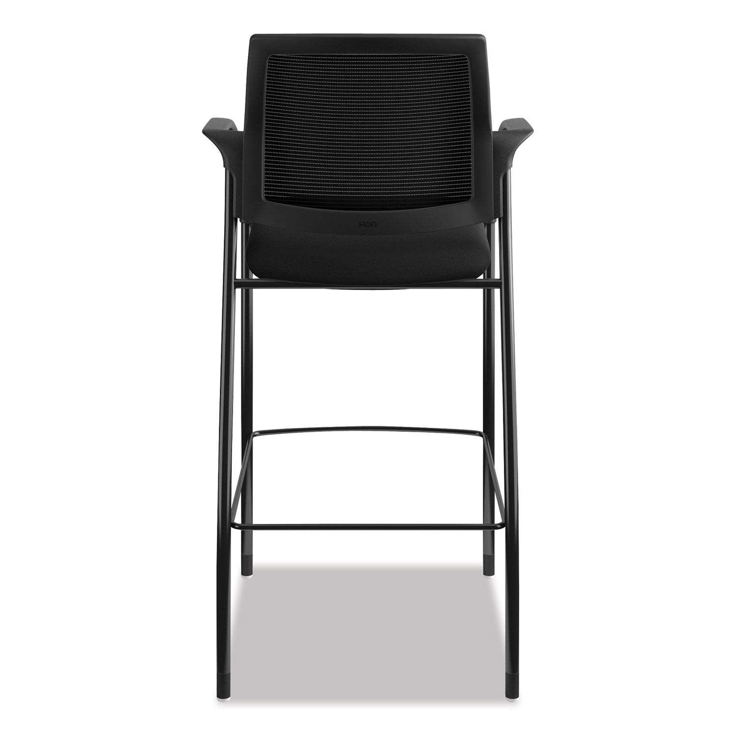 HON Ignition Sitting Stool, Black Fabric Seat, Mesh Back, Steel Frame, Armrests, 1 Each