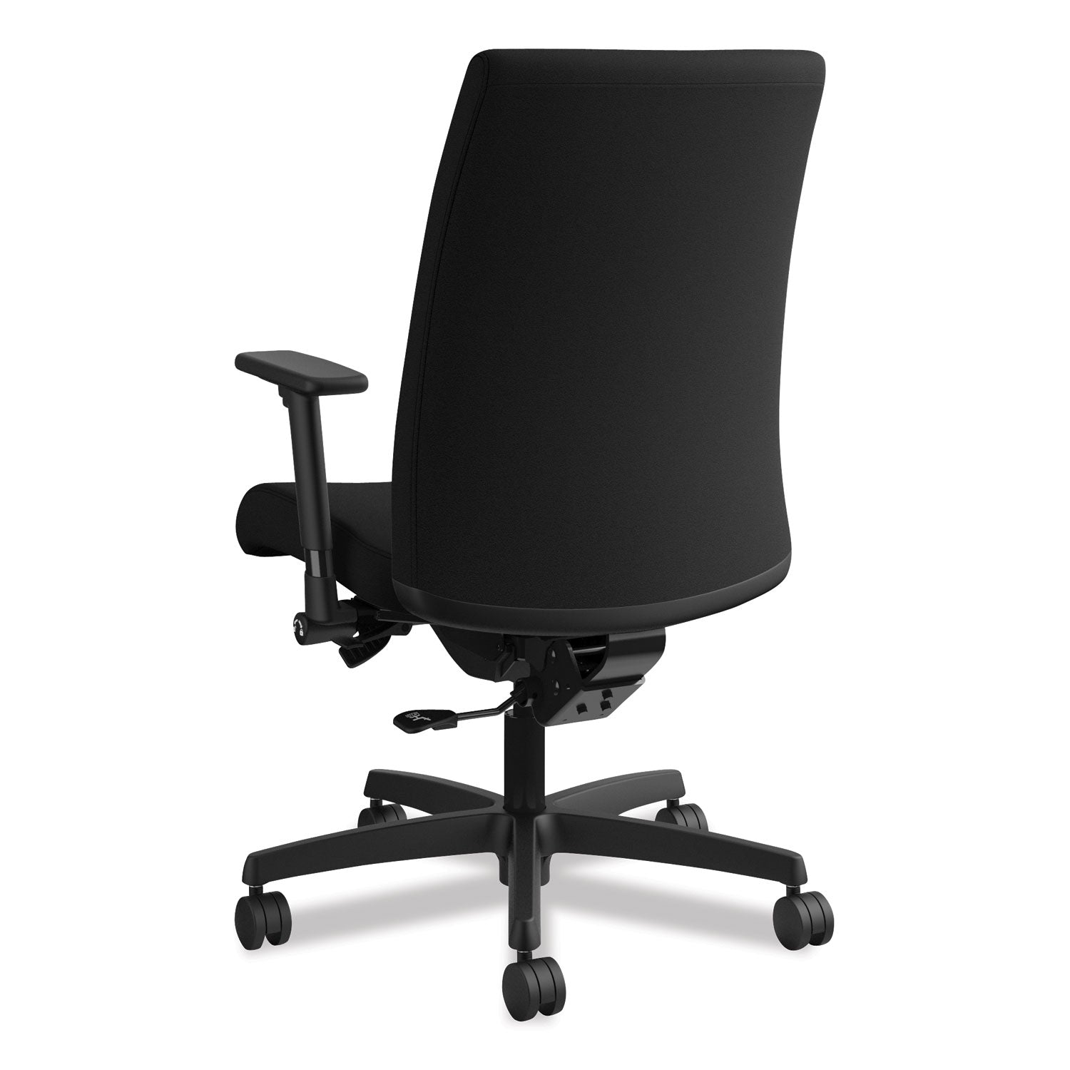 HON Ignition Mid-Back Task Chair, Black Fabric Seat, Adjustable Arms, 5-Star Base, 1 Each