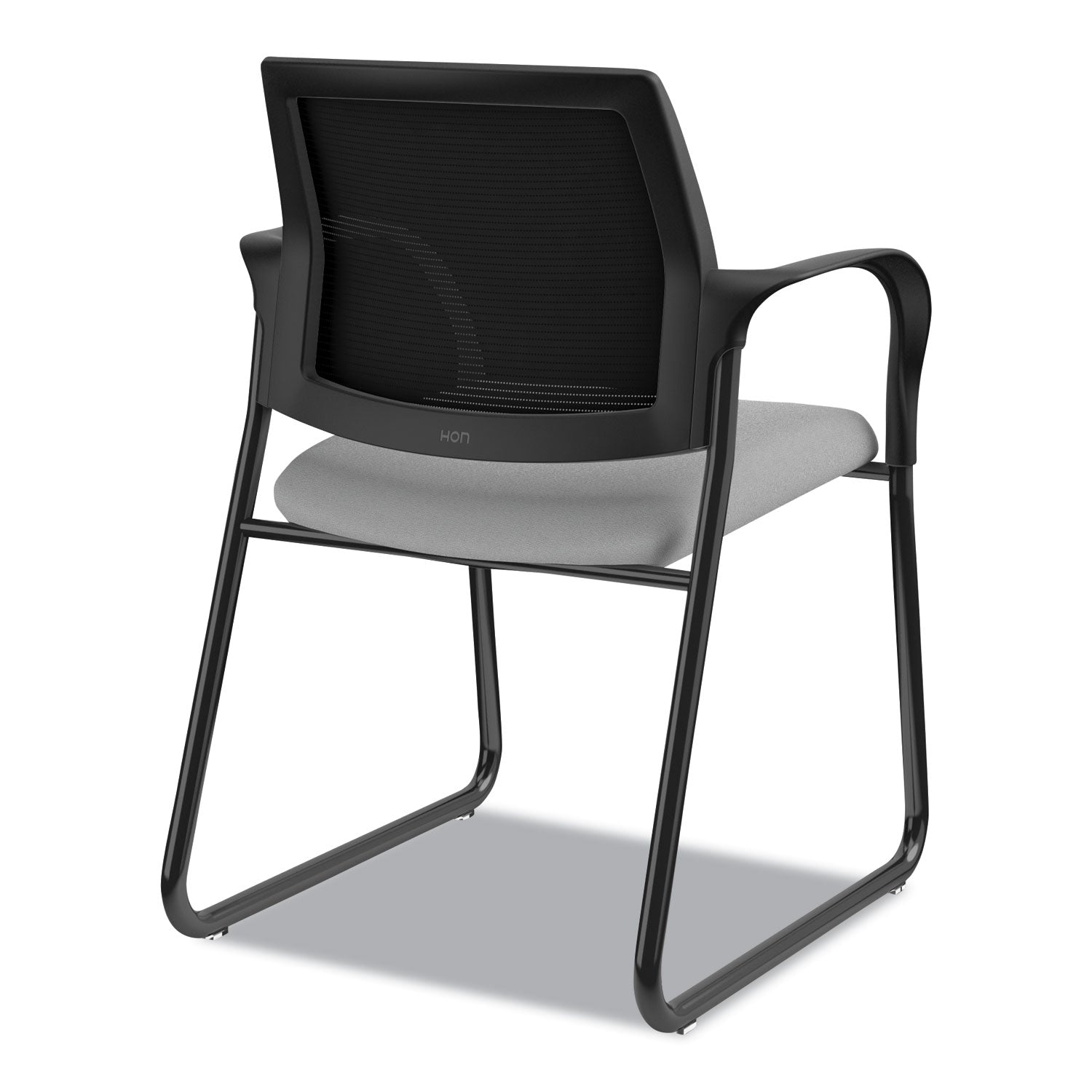 HON Ignition Chair, Frost Fabric Seat, Black Mesh Back, Black Steel Sled Base, Armrests, 1 Each