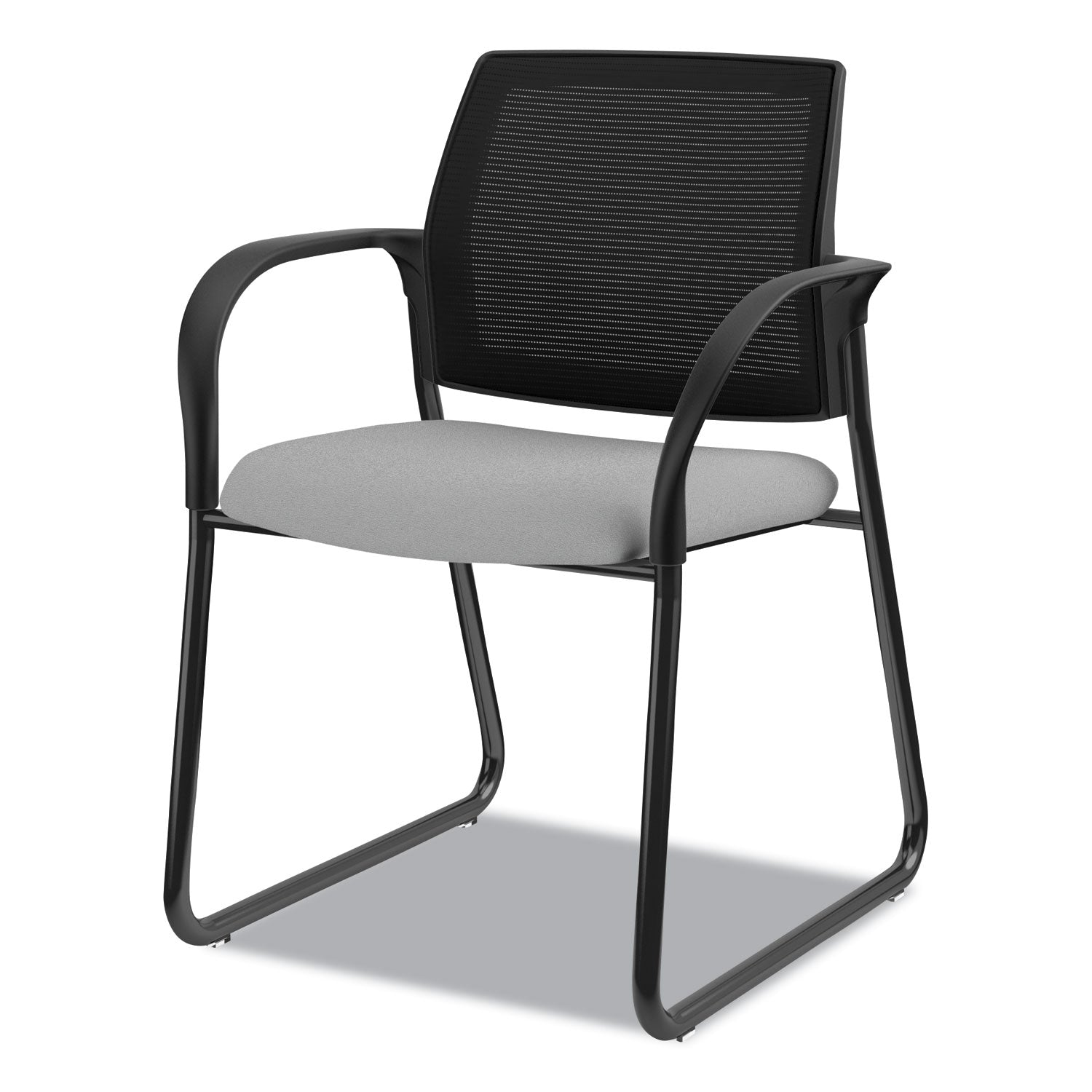 HON Ignition Chair, Frost Fabric Seat, Black Mesh Back, Black Steel Sled Base, Armrests, 1 Each