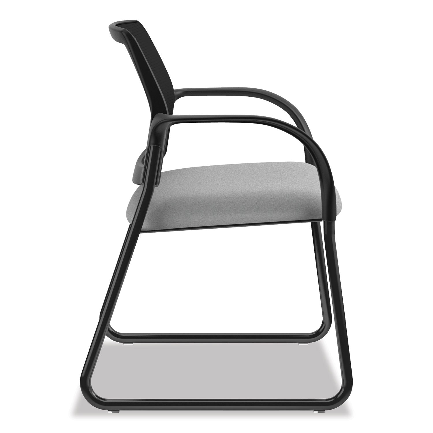 HON Ignition Chair, Frost Fabric Seat, Black Mesh Back, Black Steel Sled Base, Armrests, 1 Each