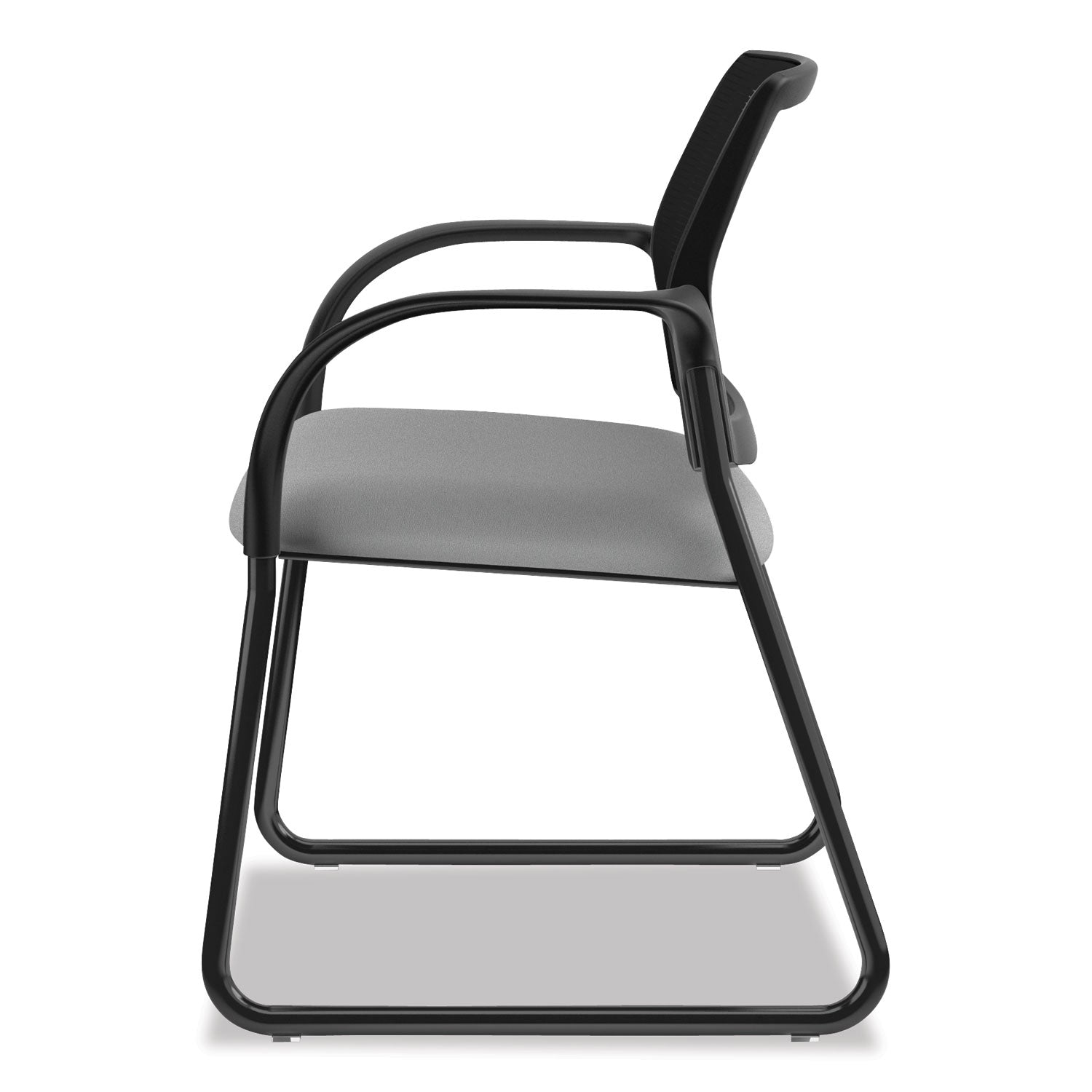 HON Ignition Chair, Frost Fabric Seat, Black Mesh Back, Black Steel Sled Base, Armrests, 1 Each