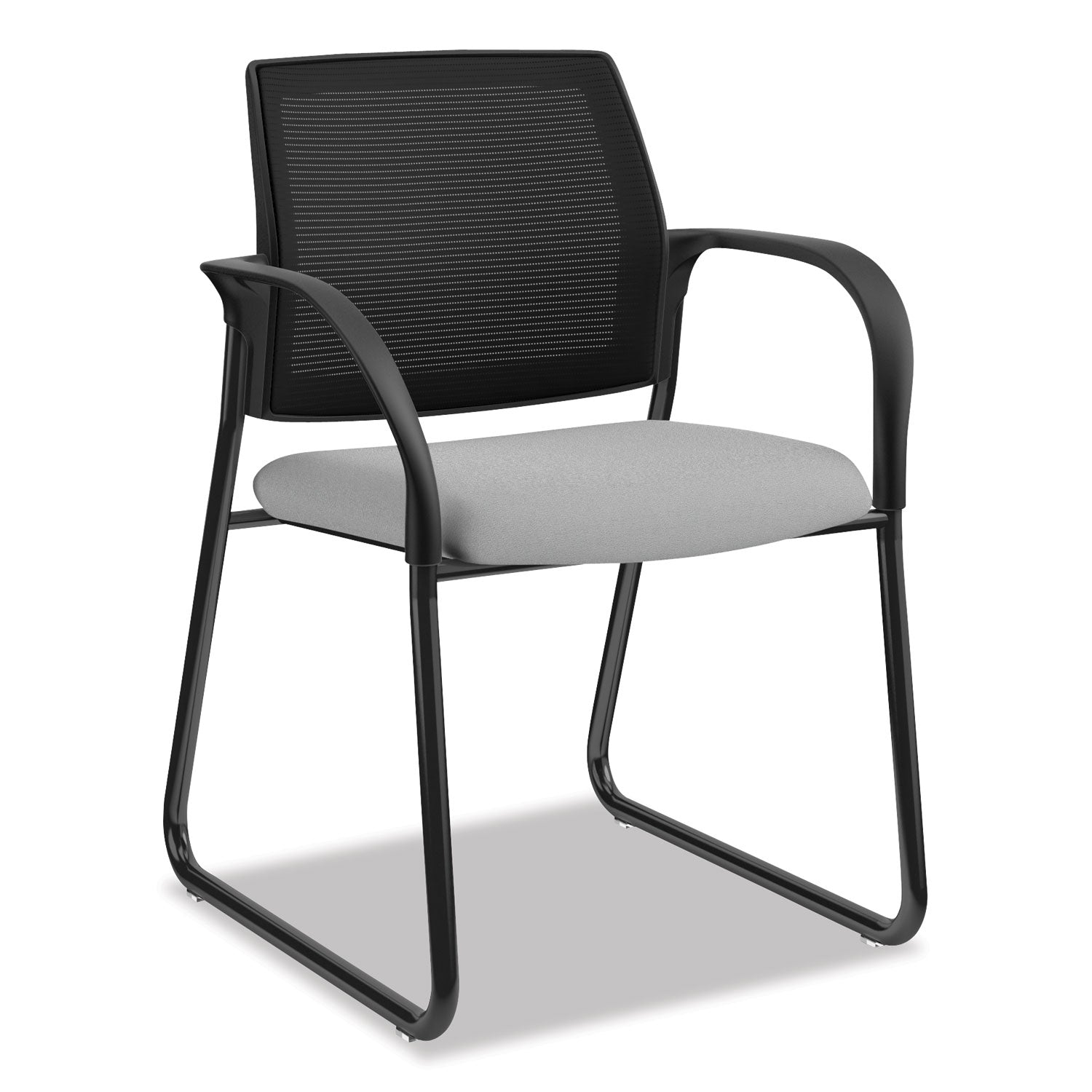 HON Ignition Chair, Frost Fabric Seat, Black Mesh Back, Black Steel Sled Base, Armrests, 1 Each