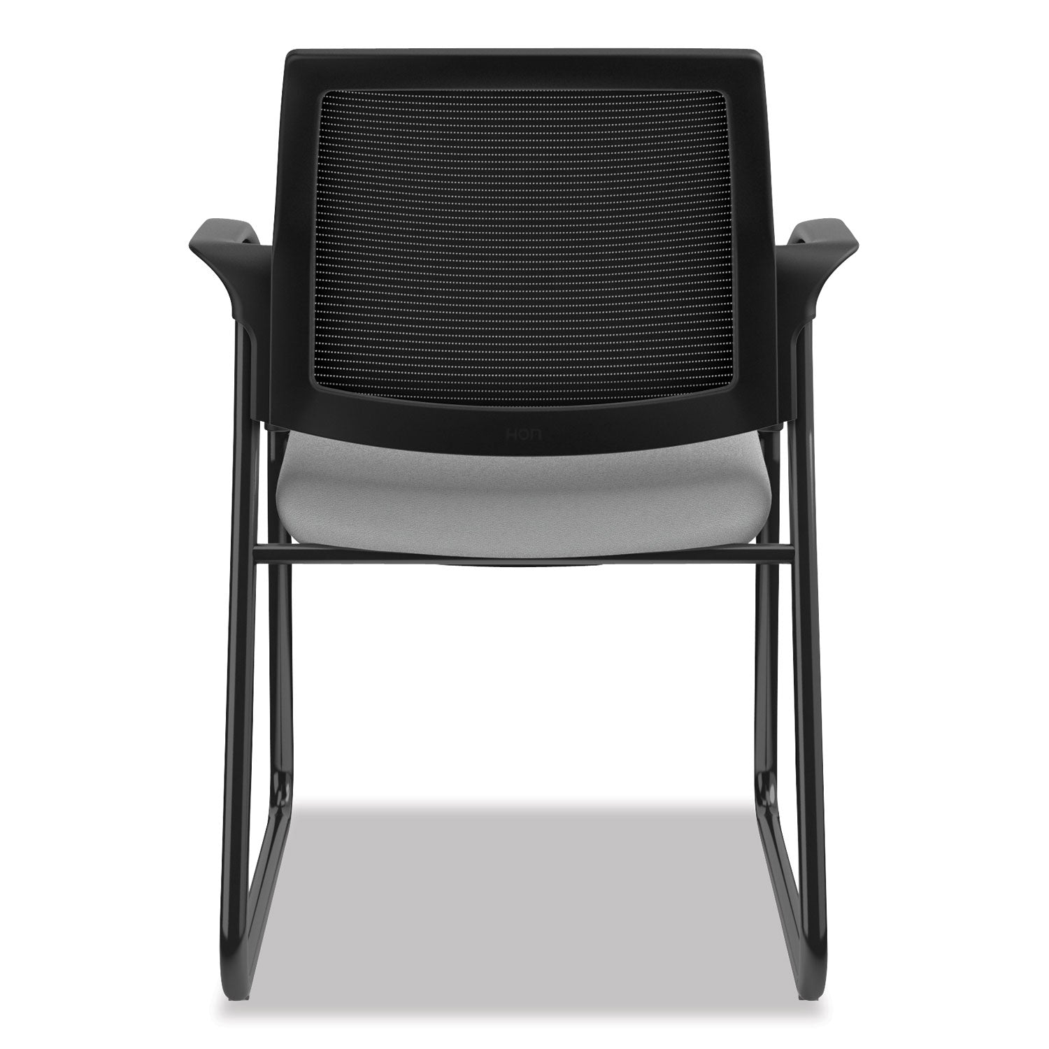 HON Ignition Chair, Frost Fabric Seat, Black Mesh Back, Black Steel Sled Base, Armrests, 1 Each