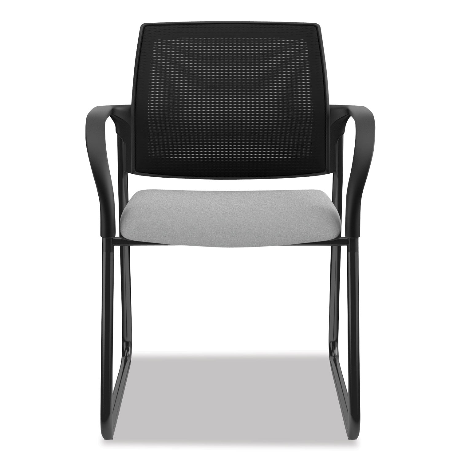 HON Ignition Chair, Frost Fabric Seat, Black Mesh Back, Black Steel Sled Base, Armrests, 1 Each