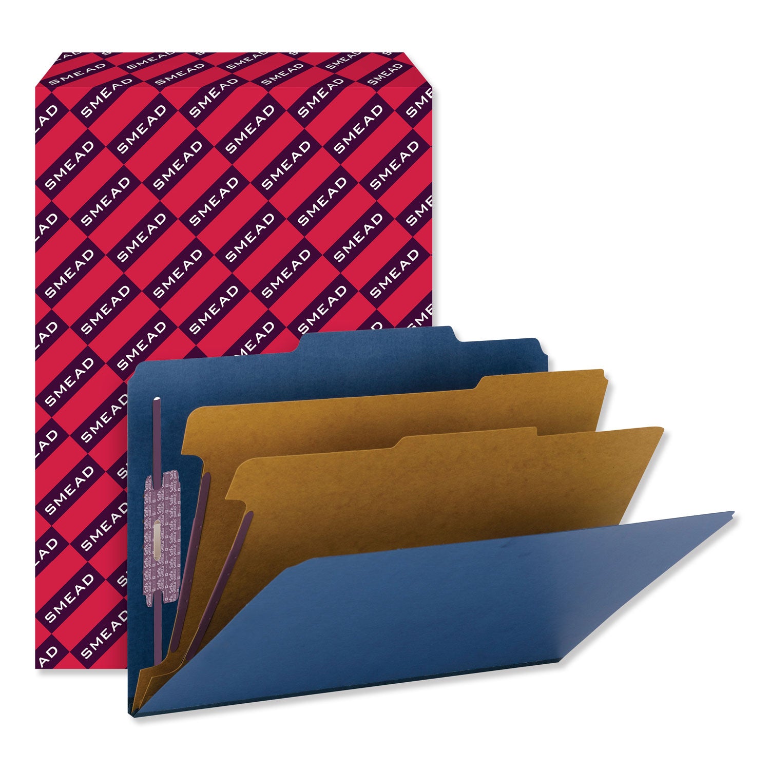 Smead SafeSHIELD 2/5 Tab Cut Legal Recycled Classification Folder, 2 Dividers, 2" Expansion, Dark Blue, Heavy Duty, Tear Resistant, 100% Recycled, 8.5" x 14", 10/Box