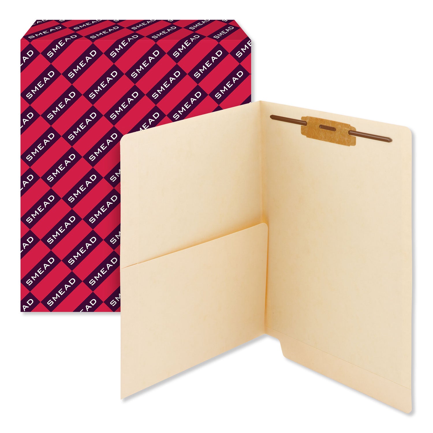 Smead Straight Tab Cut Letter Recycled Fastener Folder - 8 1/2" x 11" - 3/4" Expansion - 1 x 2B Fastener(s) - 2" for Folder - 1 Inside Front Pocket(s) - 11 pt. - 2 Plys - Manila - 10% Recycled - 50 / Box