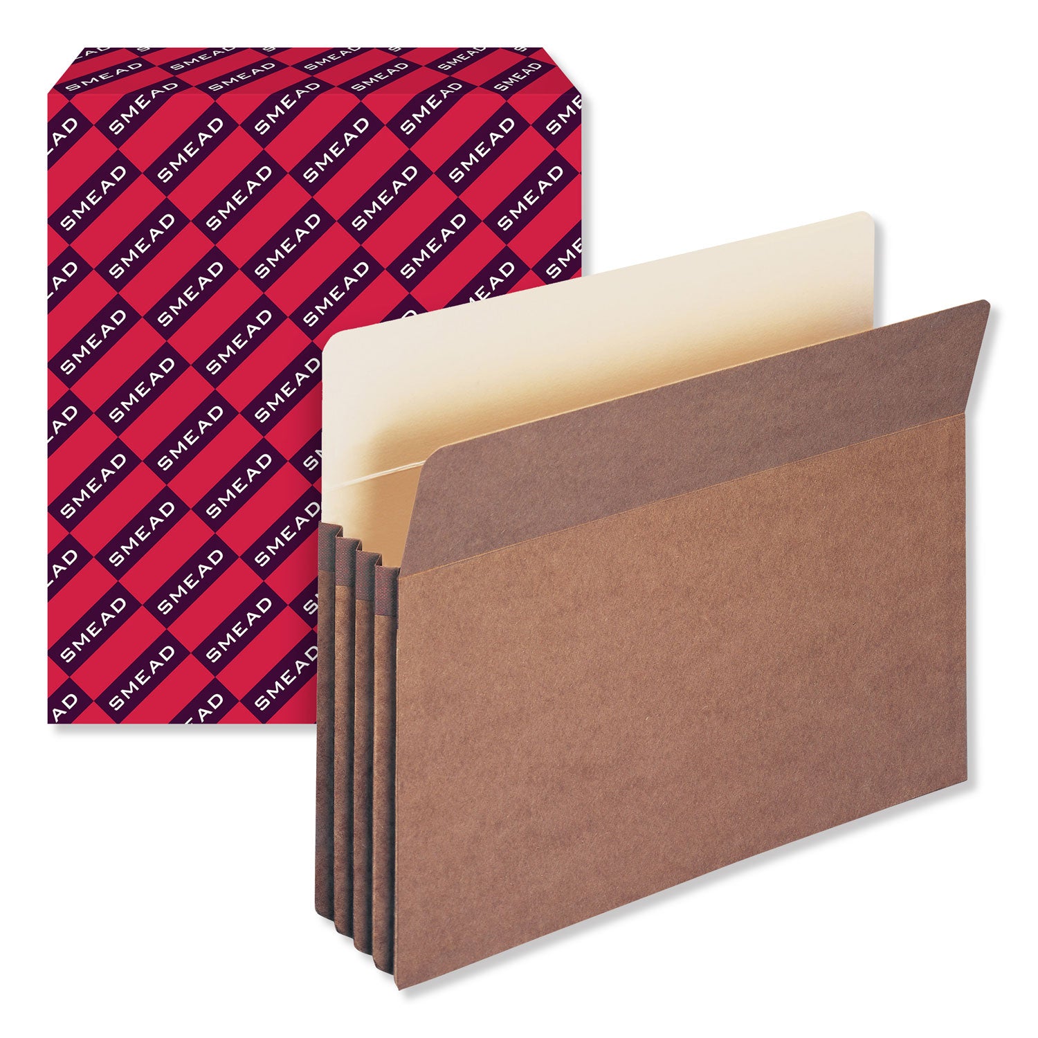 Smead Straight Tab Cut Letter Recycled File Pocket - 8 1/2" x 11" - 3 1/2" Expansion - Top Tab Location - 12.5 pt. - Redrope - Tear Proof, Tear Resistant, Rounded Corner, Reinforced Gusset - 30% Recycled - 25 / Box