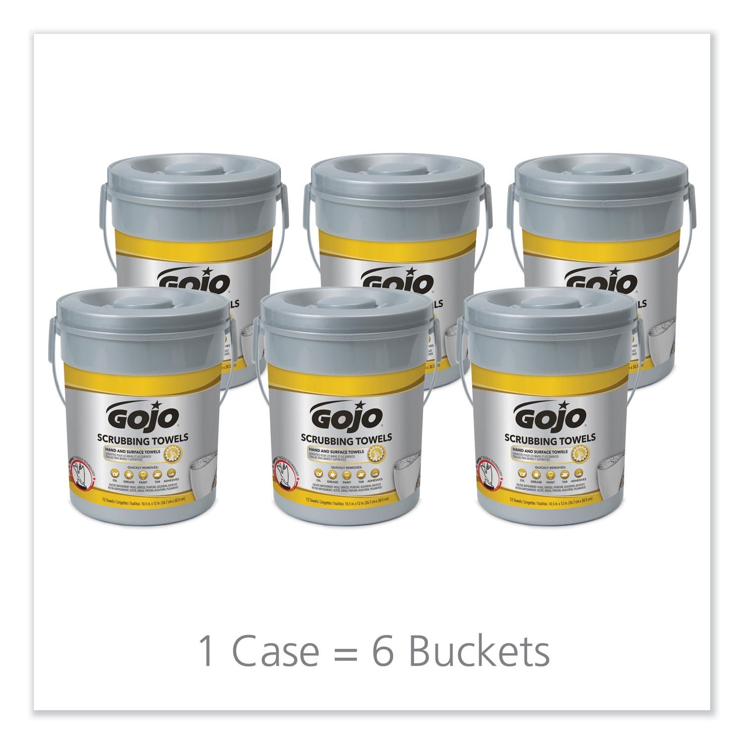 Gojo&reg; Scrubbing Towels - 10.50" Width x 13" Length - White - 72/Tub - 1 Each