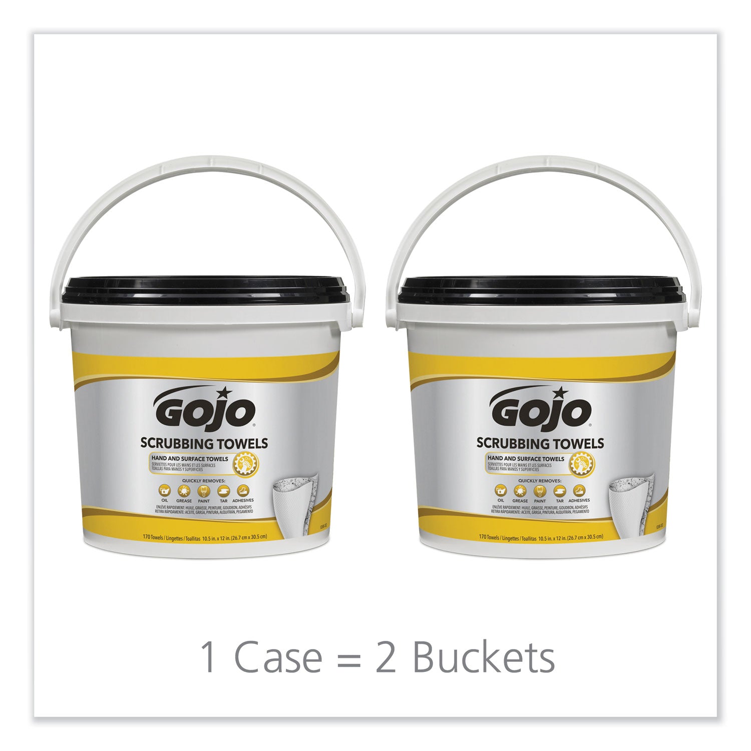 Scrubbing Towels, Hand Cleaning, Orange Scent, White/Yellow, 170/Bucket, 2 Buckets/Carton