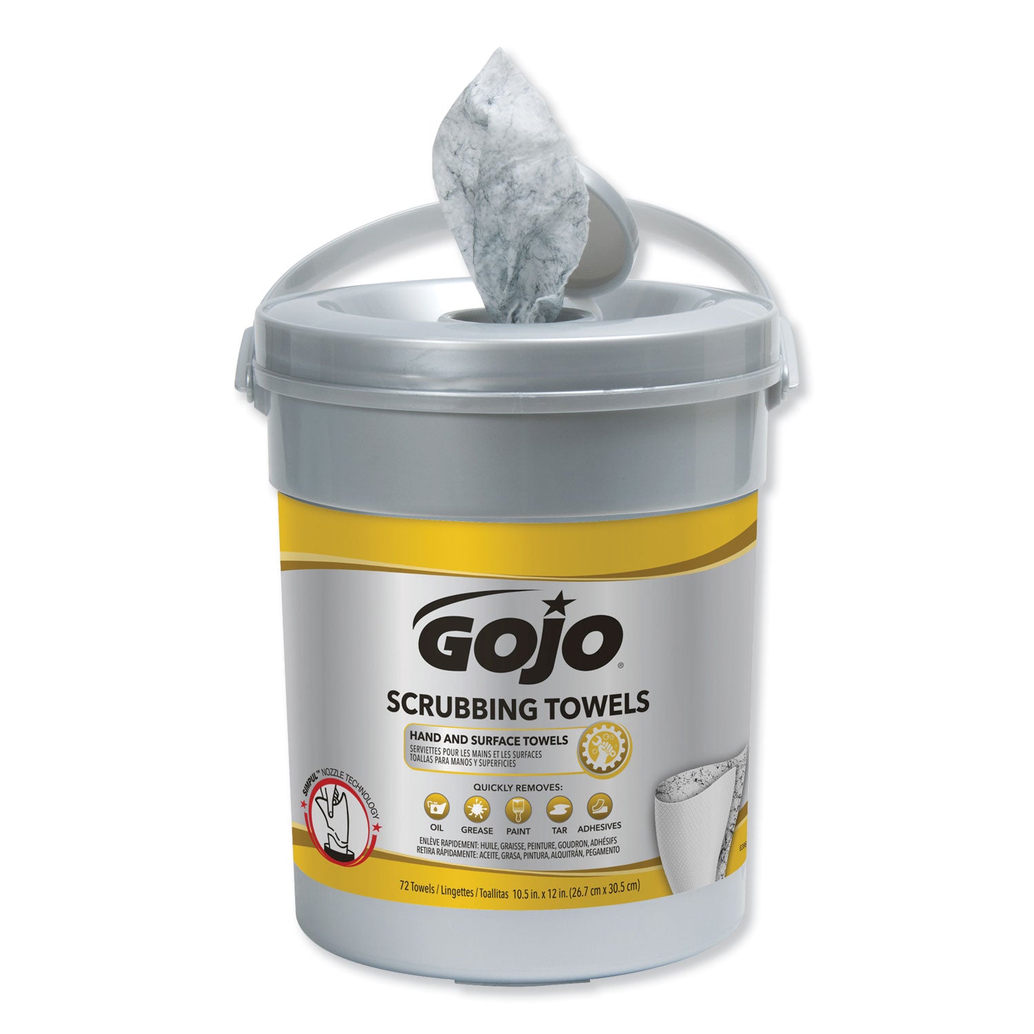 Gojo&reg; Scrubbing Towels - 10.50" Width x 13" Length - White - 72/Tub - 1 Each
