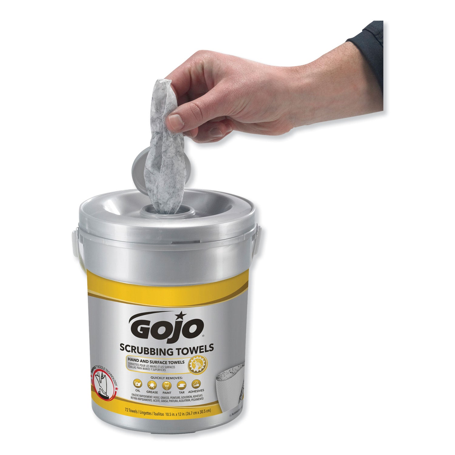 Gojo&reg; Scrubbing Towels - 10.50" Width x 13" Length - White - 72/Tub - 1 Each