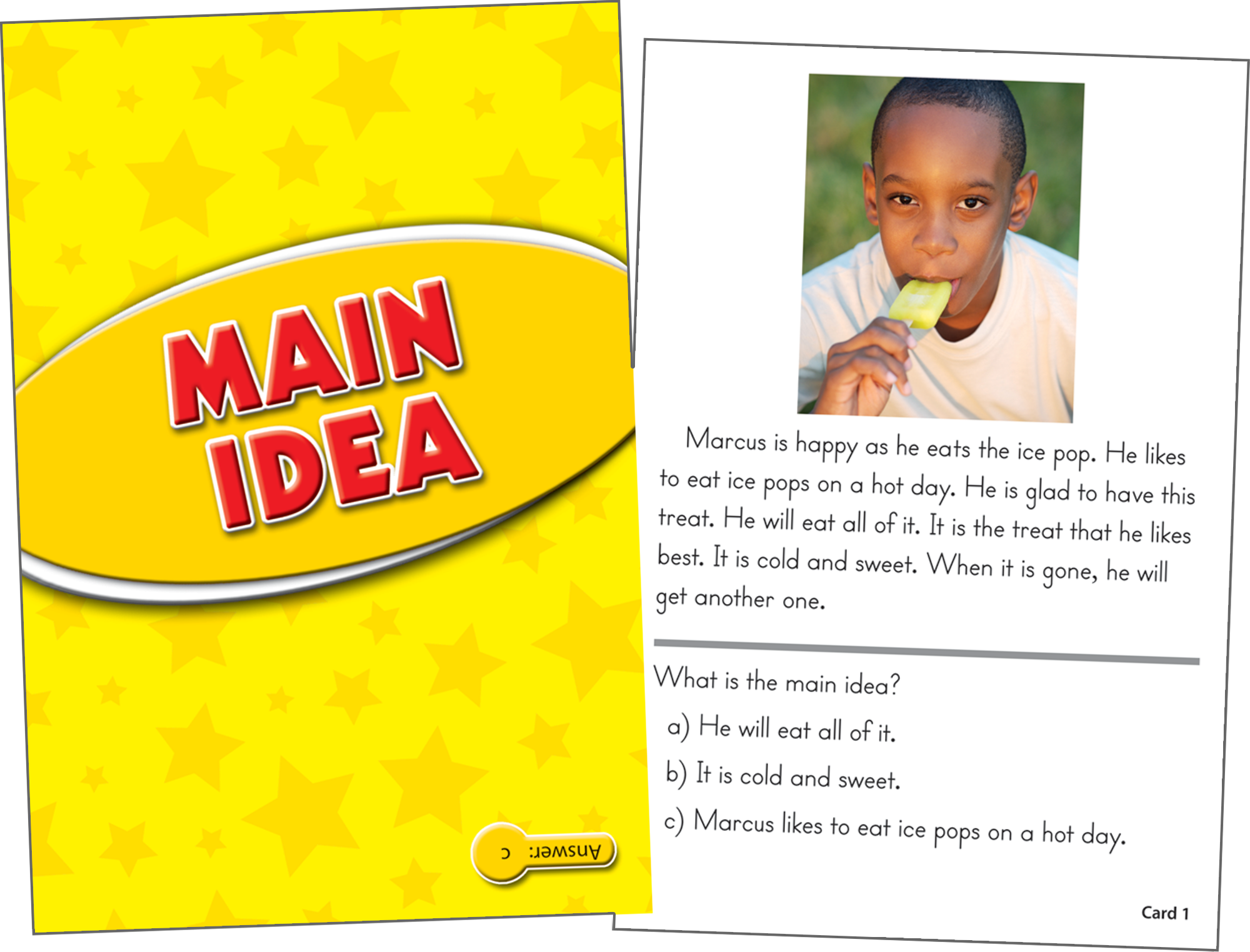 Reading Comprehension Practice Cards: Main Idea (Yellow Level)