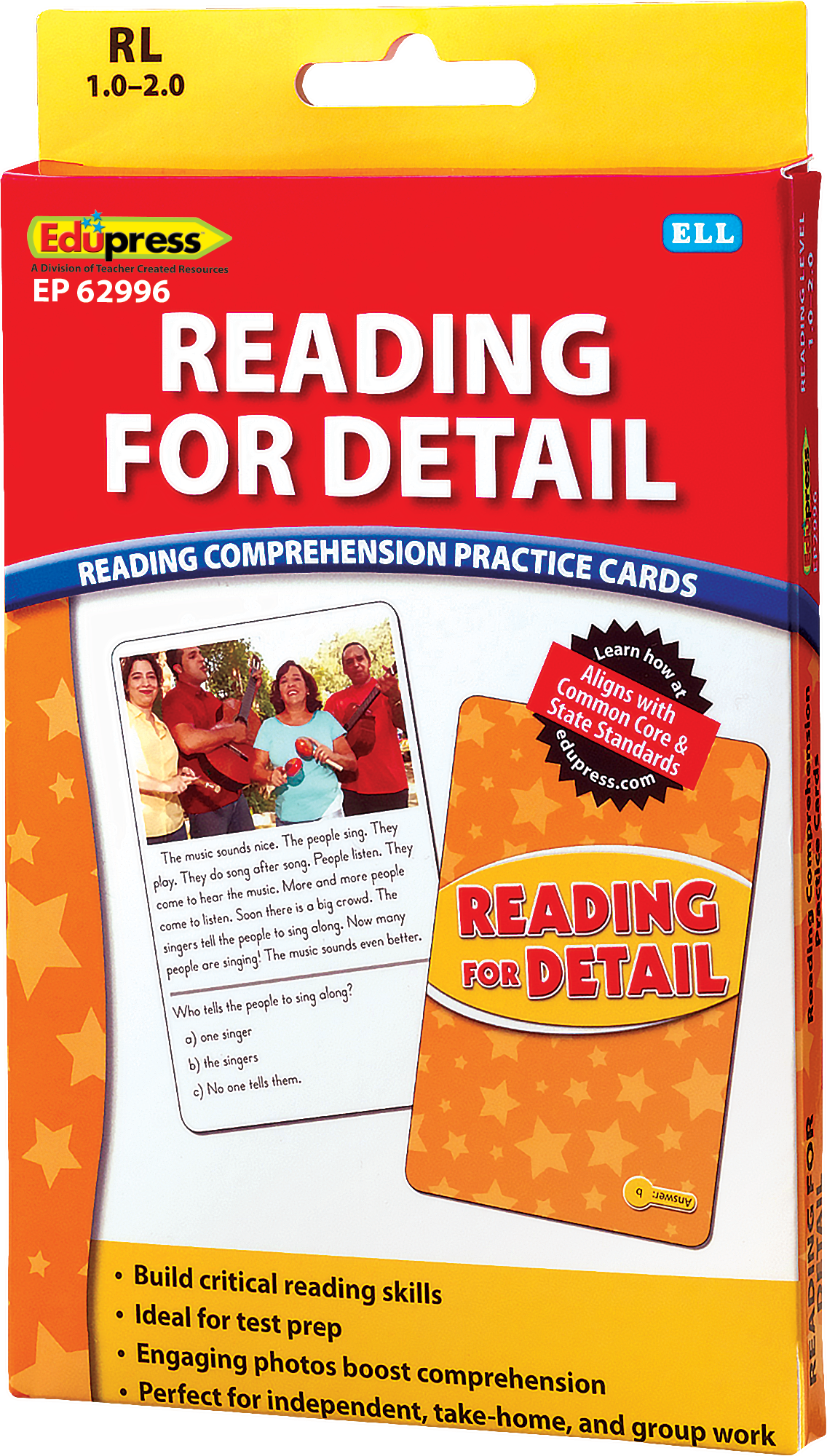 Reading Comprehension Practice Cards: Reading for Detail (Yellow Level)