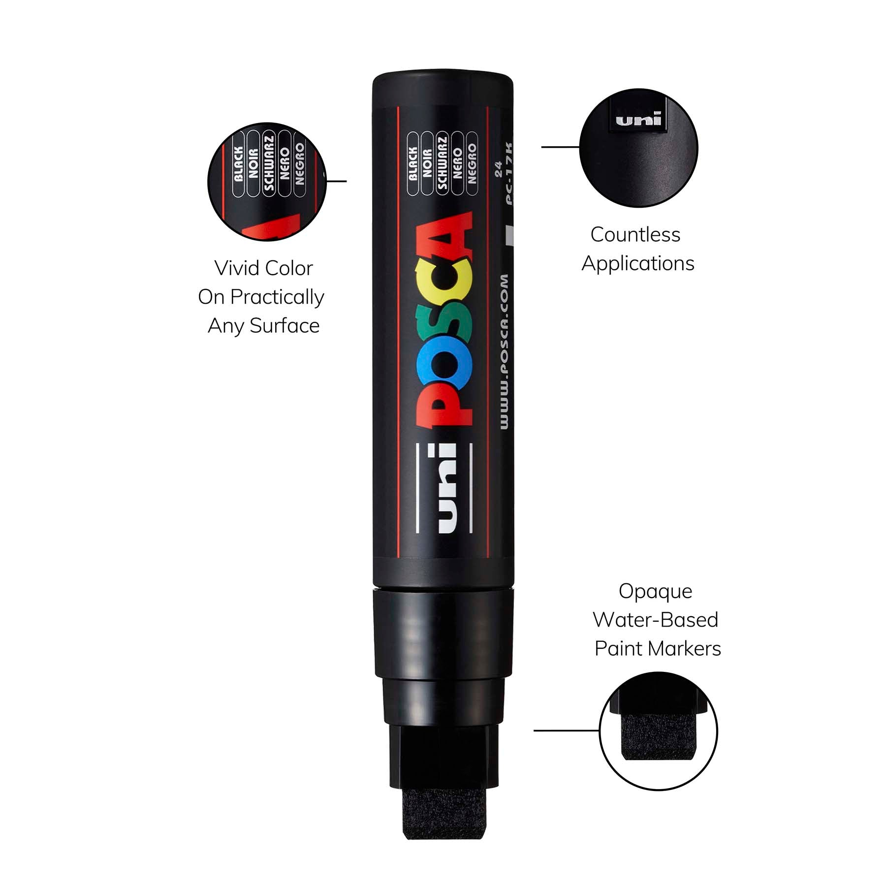 uni® POSCA PC-MIX Water-Based Paint Markers, Assorted Black Tips, 8 Pack