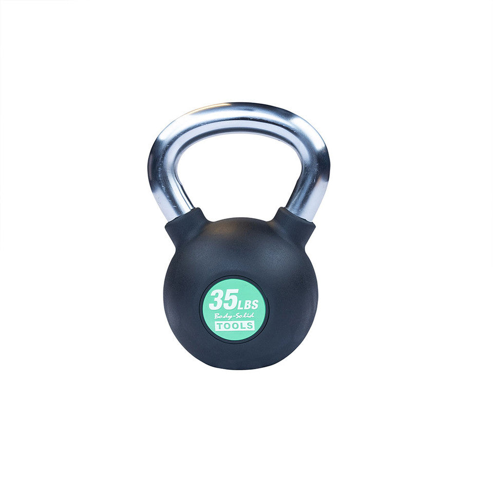 Chrome, Rubber Kettlebell 35Lb