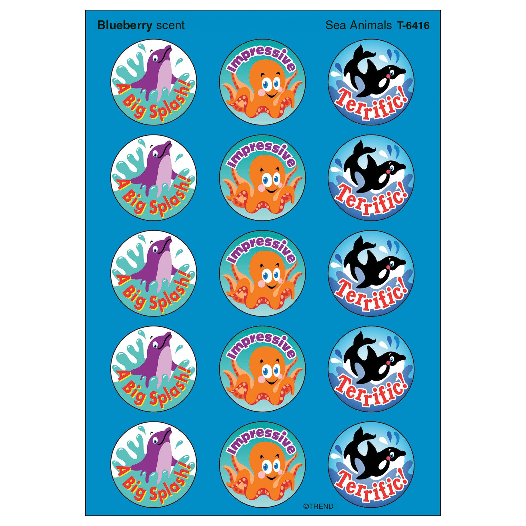 Sea Animals/Blueberry Stinky Stickers®, 60 Ct