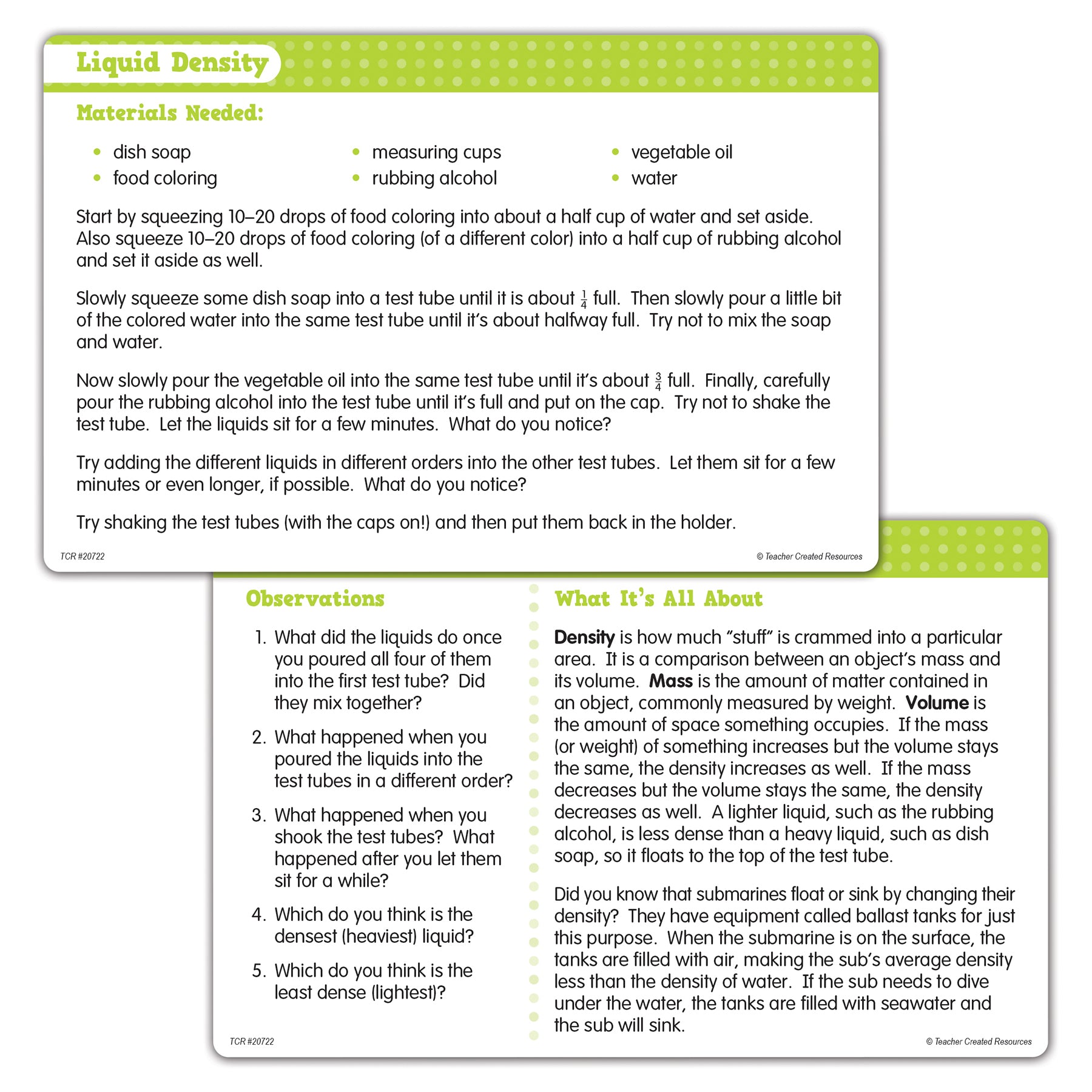 Up-Close Science: Test Tube & Activity Card Set