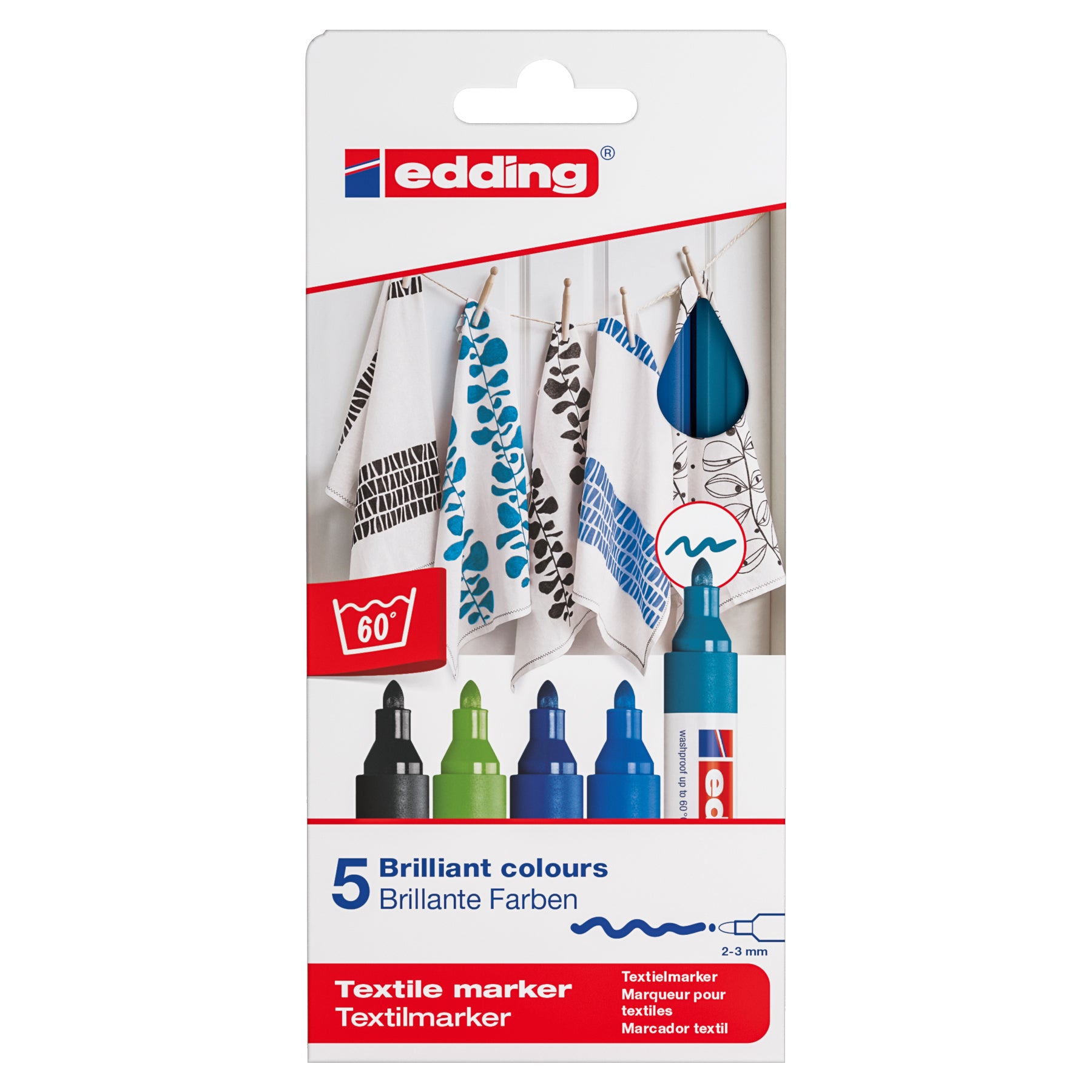 edding 4500 Textile Marker - Set of 5 - Cool