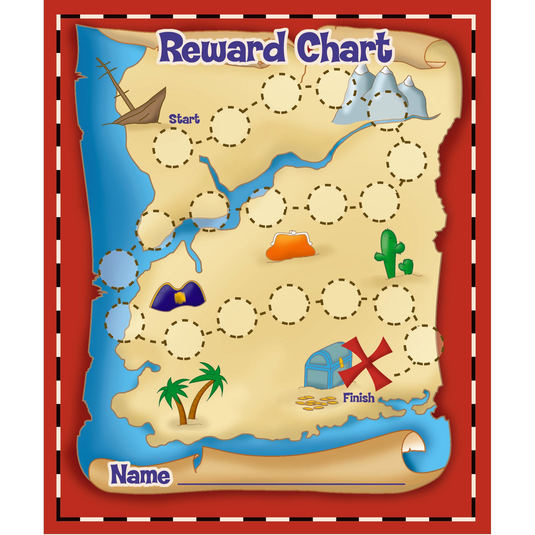 Treasure Hunt Mini Reward Charts with Stickers, 36 Charts