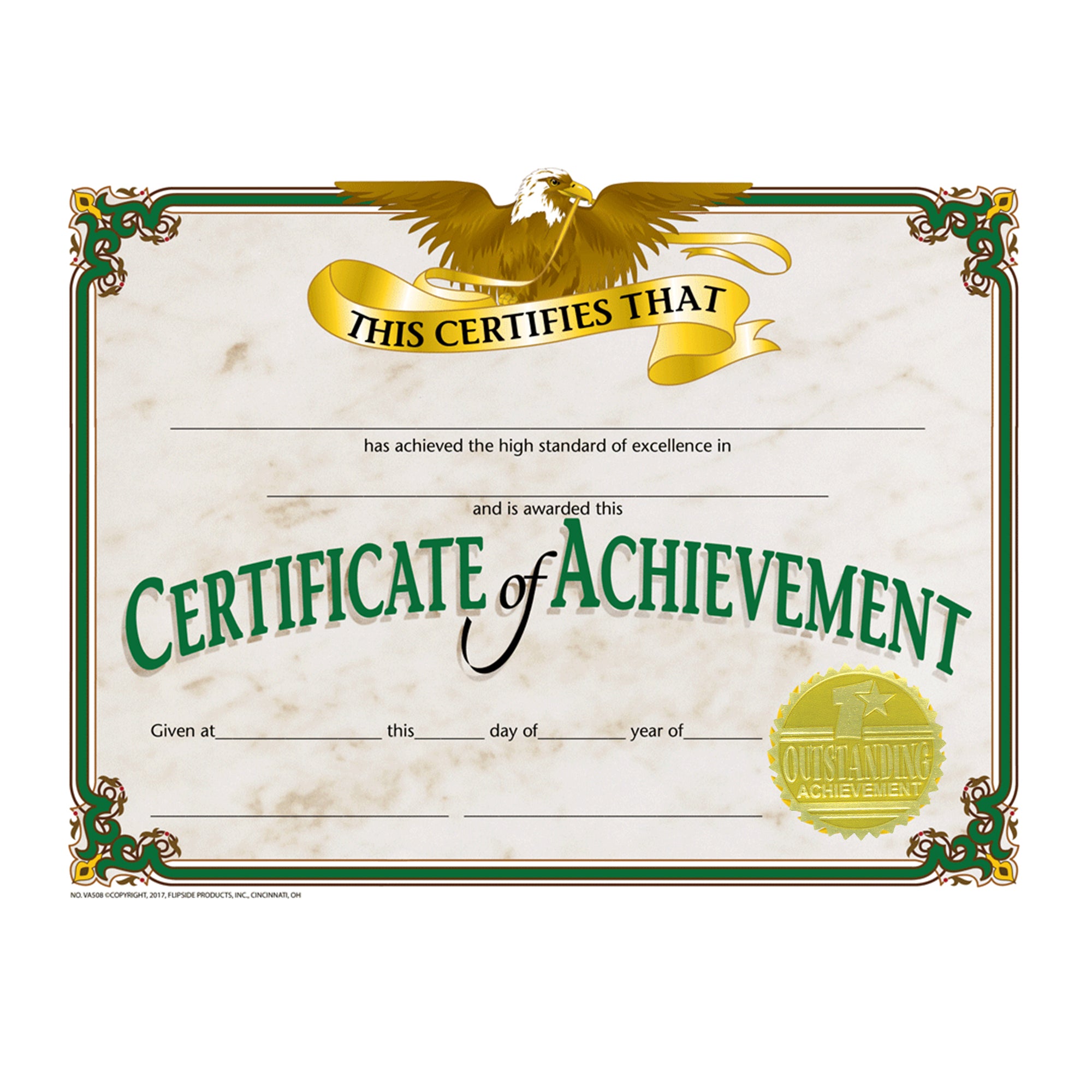 Gold Foil Embossed Seals, Outstanding Achievement