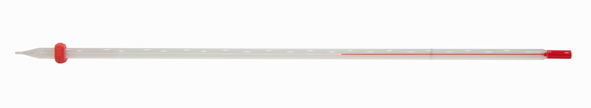 Thermometer Laboratory Red Alcohol Filled, Ungraduated with a Temperature Range of -20°C to 110°C, White Back, Partial Immersion, Pack of 10