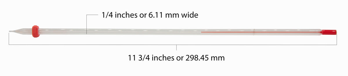 Thermometer Laboratory Red Alcohol Filled, Ungraduated with a Temperature Range of -20°C to 110°C, White Back, Partial Immersion, Pack of 10