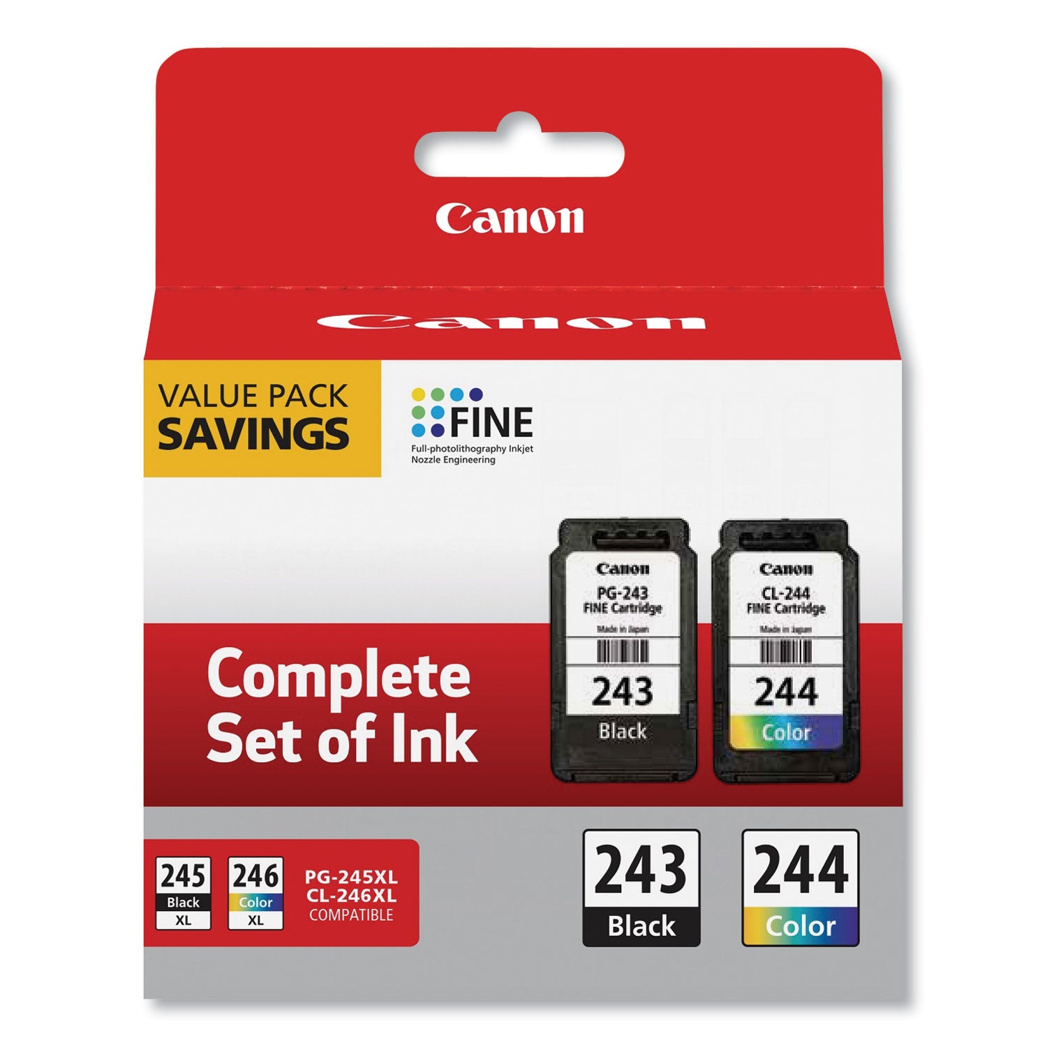 Canon PG-243 / CL-244 Original Laser Ink Cartridge - Value Pack - Black, Color Pack