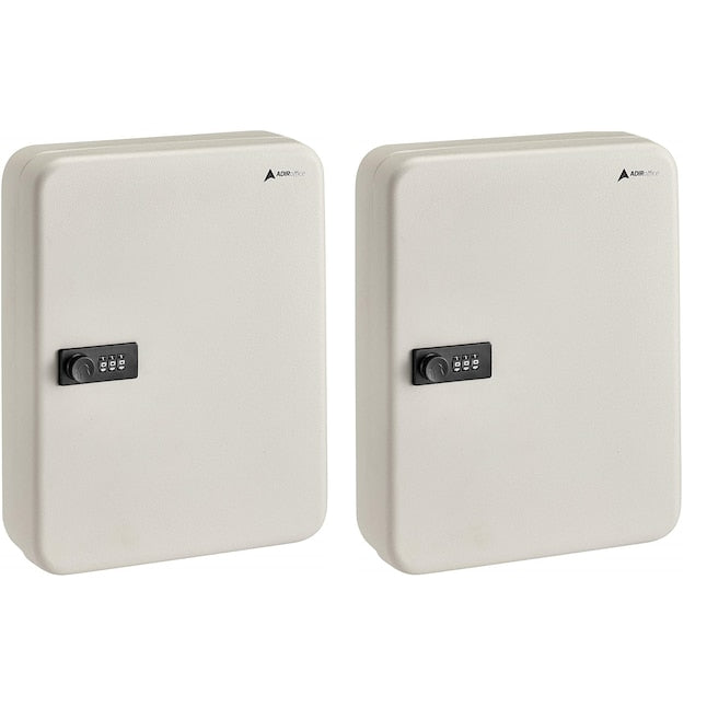 30-Key Steel Secure Key Cabinet with Combination Lock, White (2 pack)