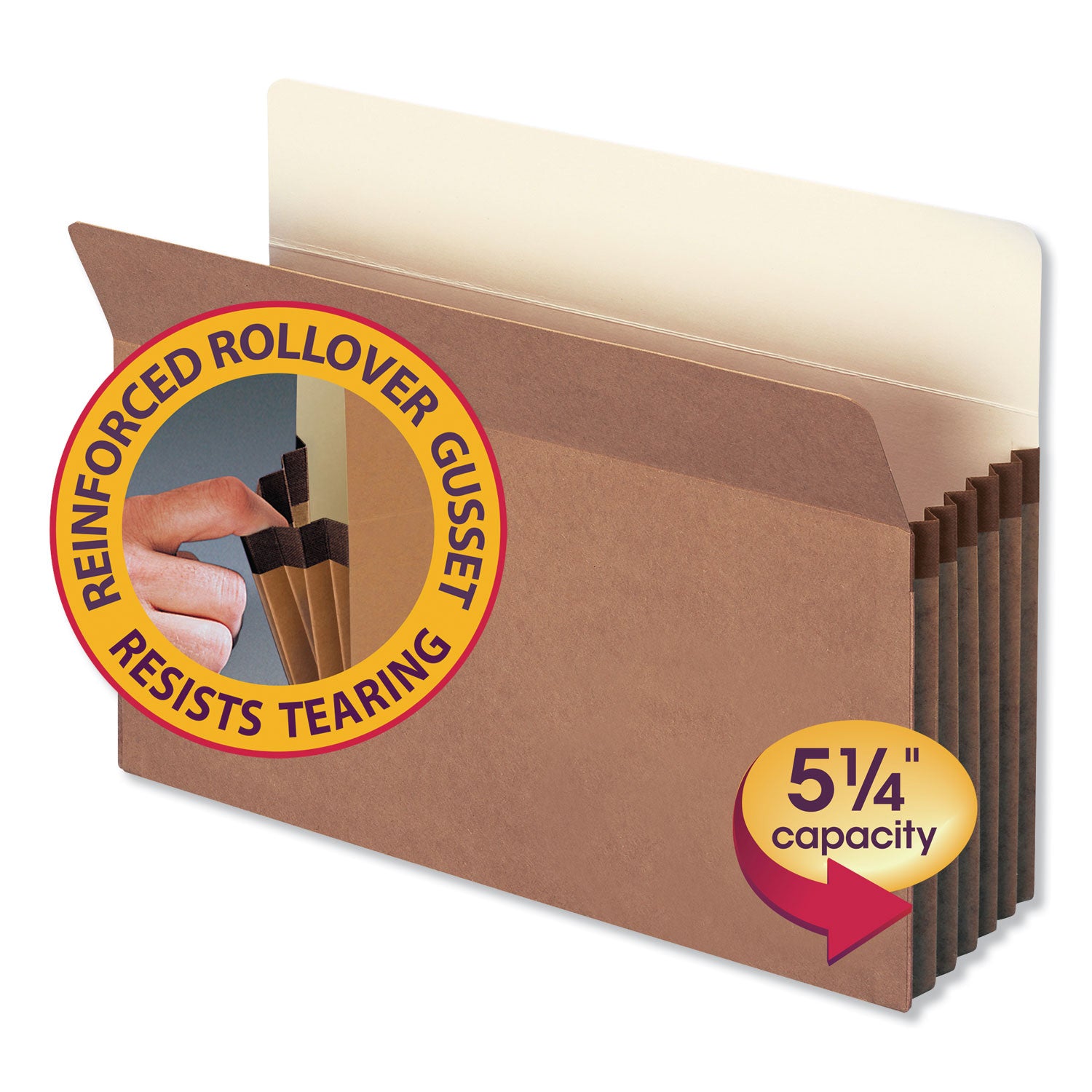 Smead Straight Tab Cut Legal Recycled File Pocket - 8 1/2" x 14" - 5 1/4" Expansion - 12.5 pt. - Redrope - Tear Proof, Reinforced Gusset, Rounded Corner - 30% Recycled - 50 / Box