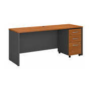 Bush Business Furniture Series C 72W x 24D Office Desk with Mobile File Cabinet in Natural Cherry - 71.02" Width x 23.35" Depth x 29.8" Height