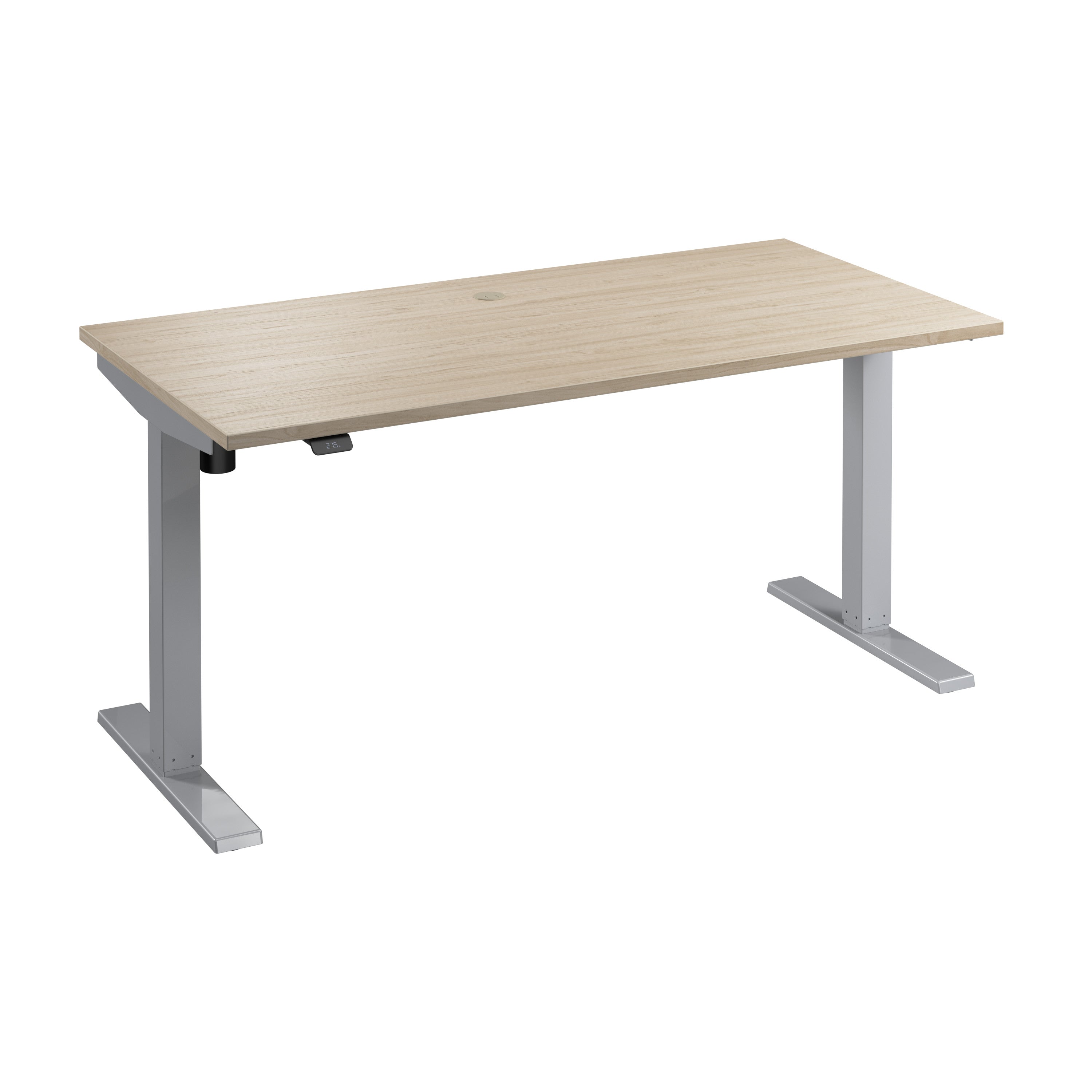Bush Business Furniture Move 40 Series 60W x 30D Electric Height Adjustable Standing Desk in Natural Elm with Metallic Gray Base - 59.45" Width x 29.37" Depth x 28.17" Height