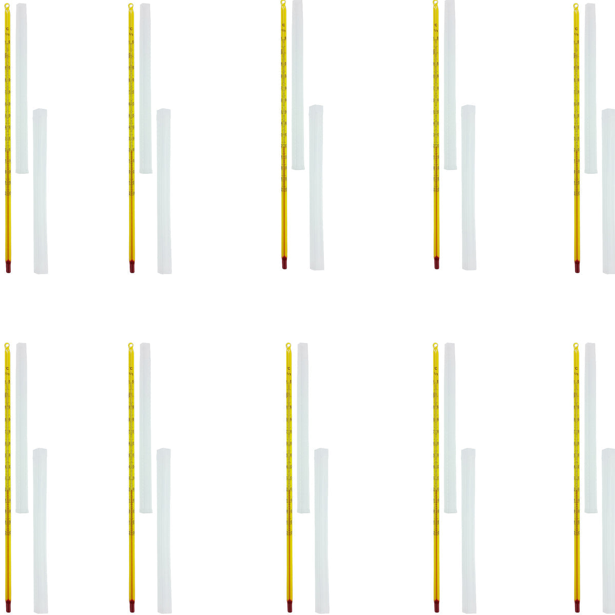 Thermometer, Yellow-Backed, Partial Immersion, Single Scale -20°C to 150°C, Pack of 10