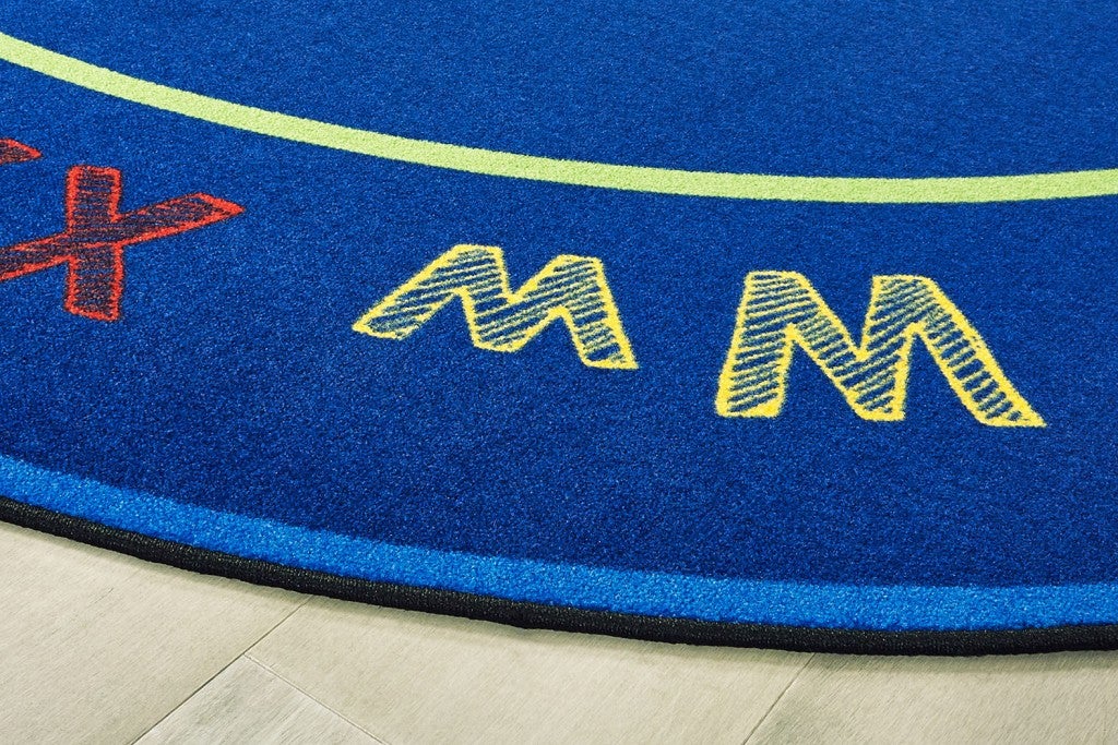 Chalk & Play Literacy Rug - 6ft 9in x 9ft 5in - Oval - Blue