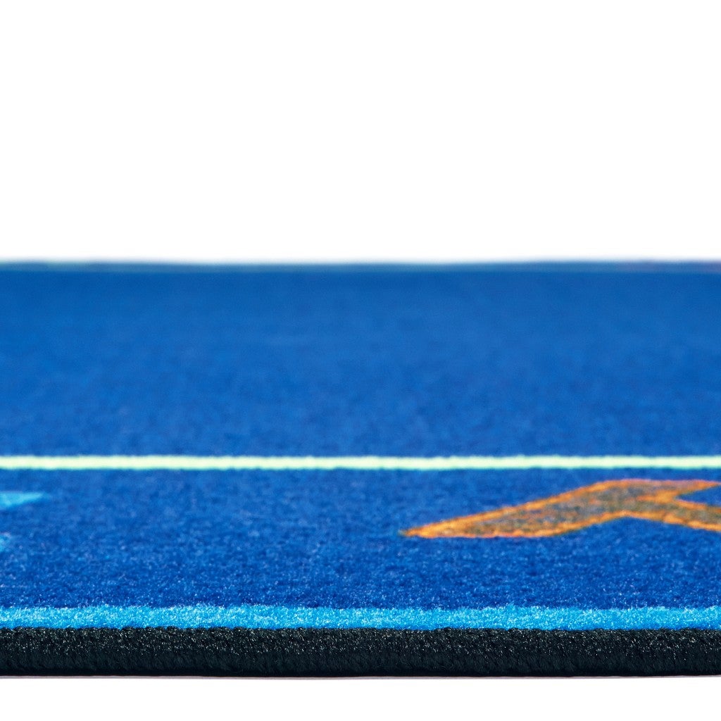 Chalk & Play Literacy Rug - 8ft x 12ft - Oval - Blue